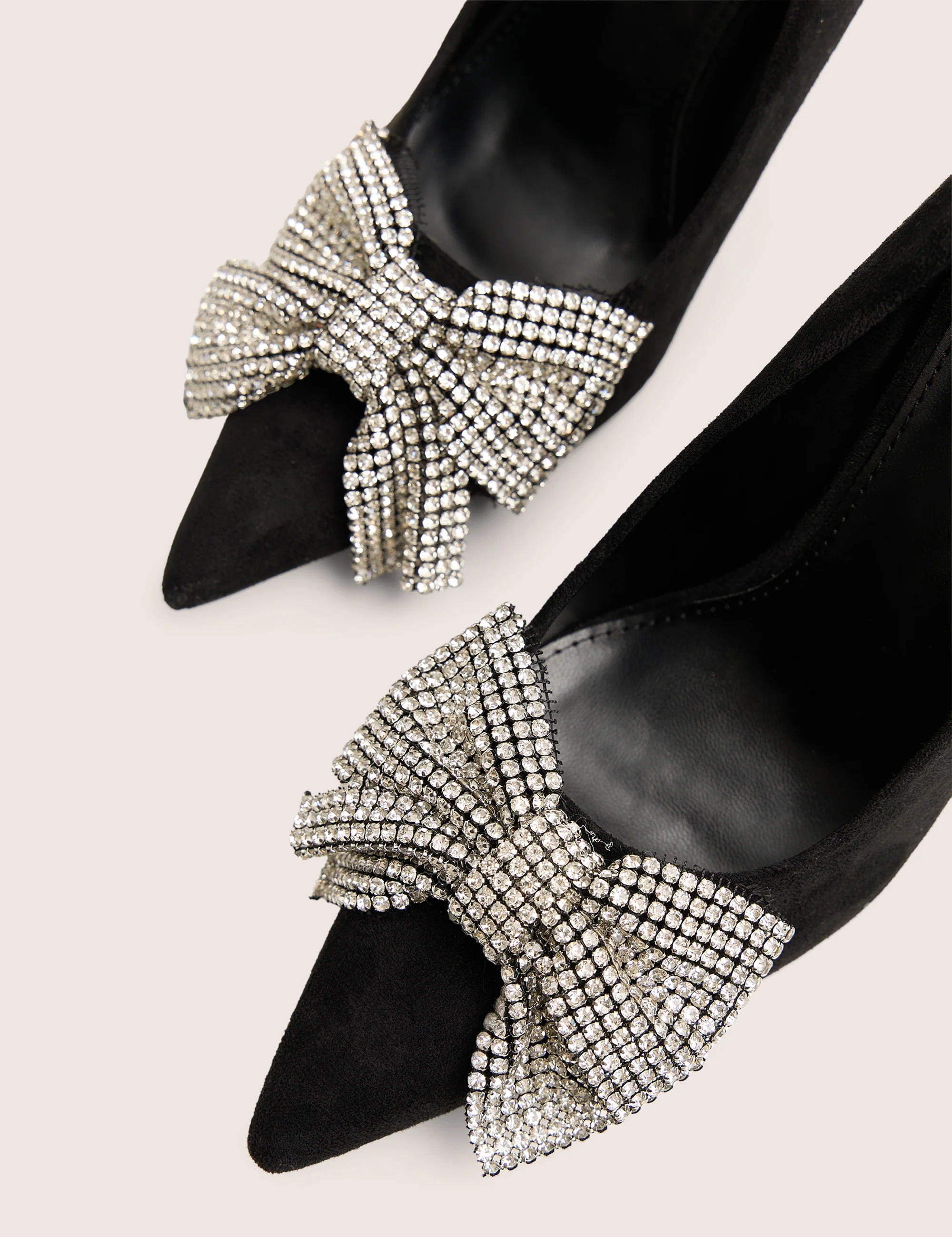 Ladies Night Black Embellished Bow Detail Court High Heels - Image 4