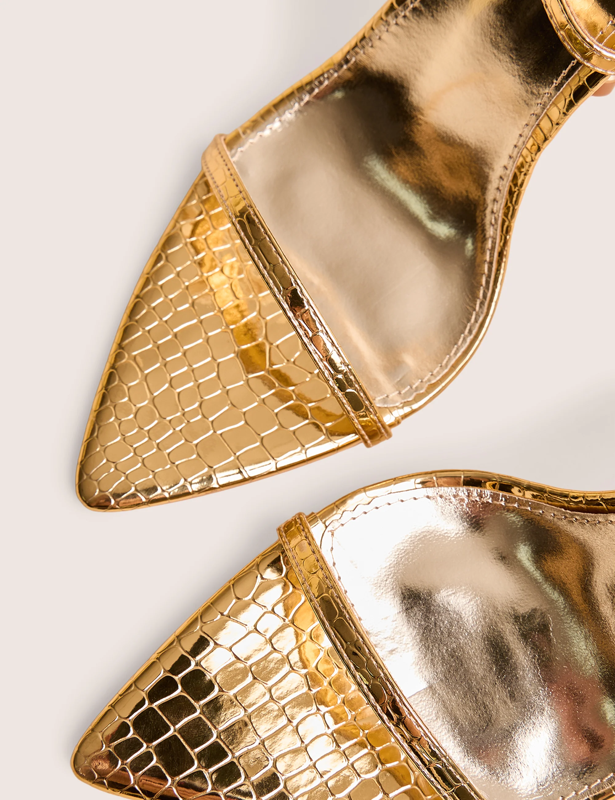 Legacy Gold Croc Barely There Pointed Toe Gold Stiletto Heels - Image 4