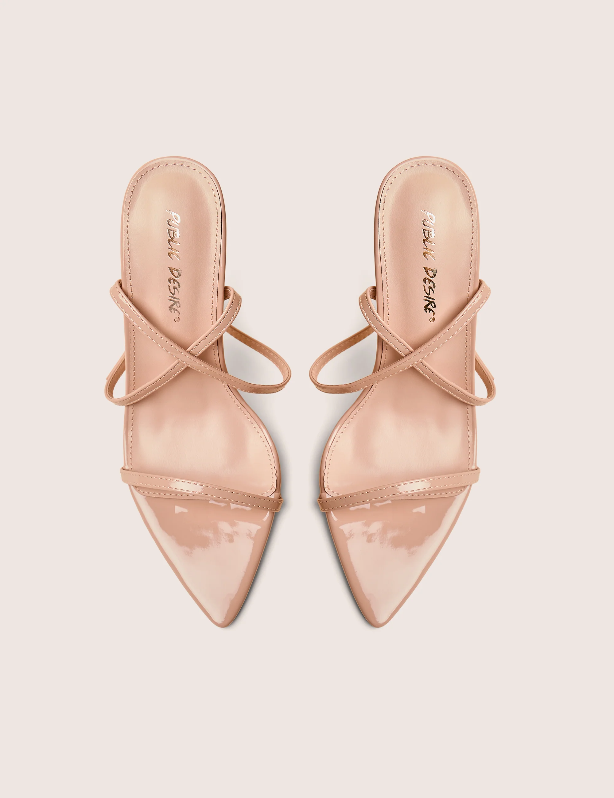 Legacy Nude Barely There Pointed Toe Gold Stiletto Heels - Image 2