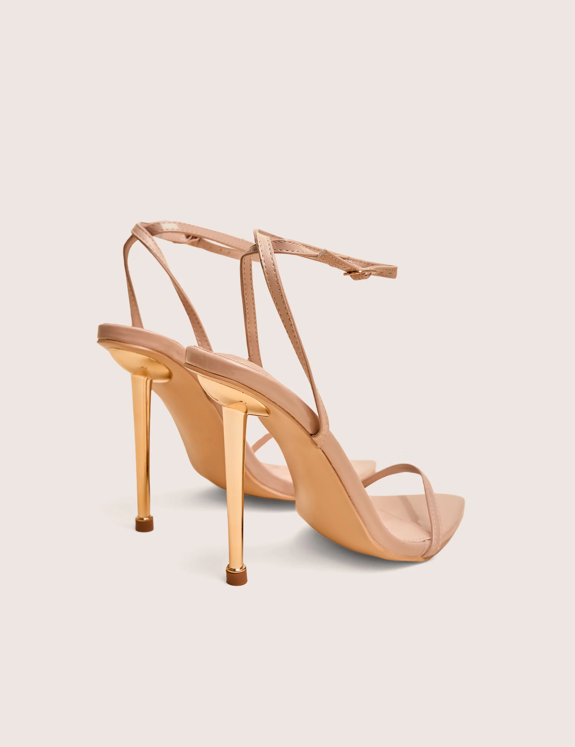 Legacy Nude Barely There Pointed Toe Gold Stiletto Heels - Image 3