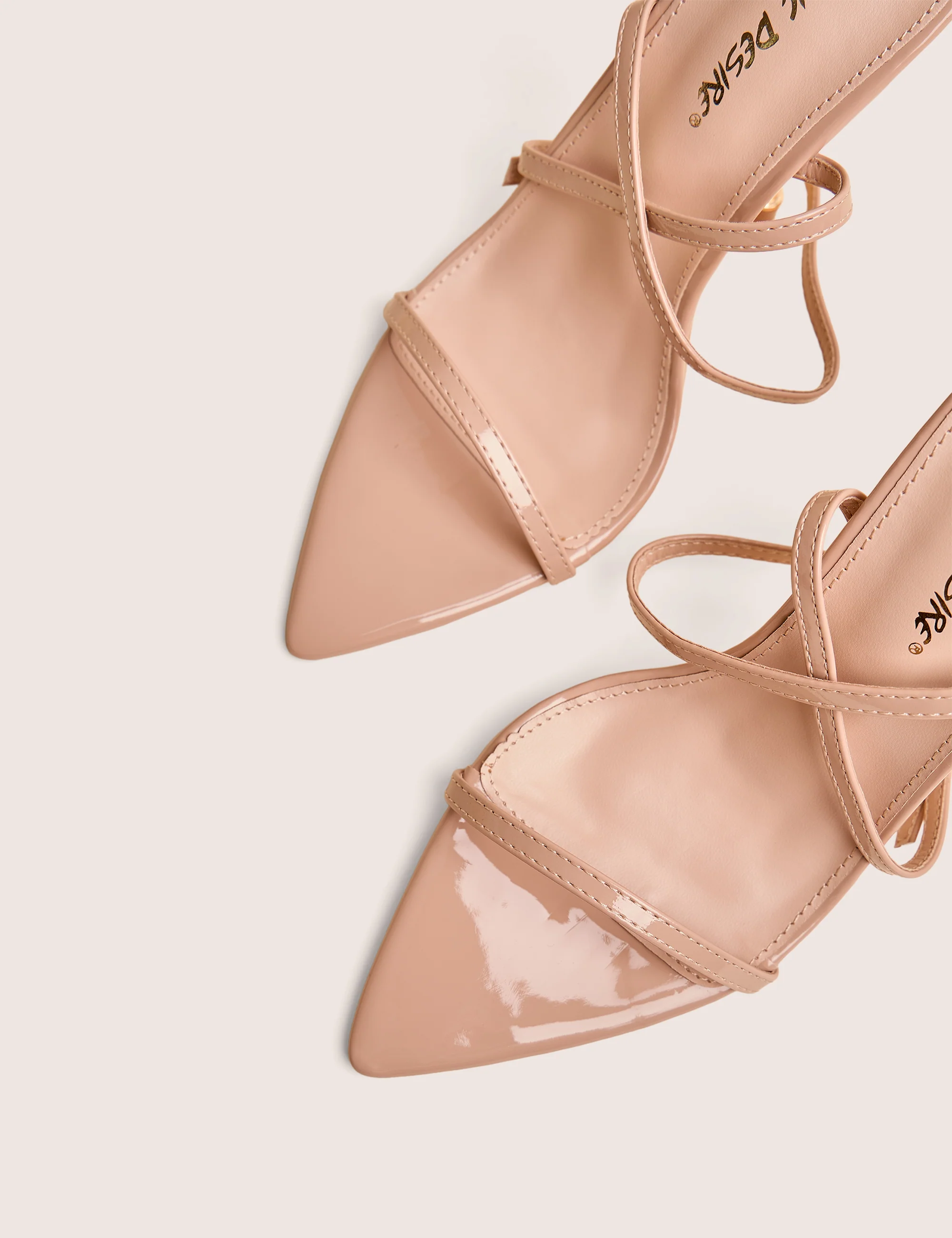 Legacy Nude Barely There Pointed Toe Gold Stiletto Heels - Image 4