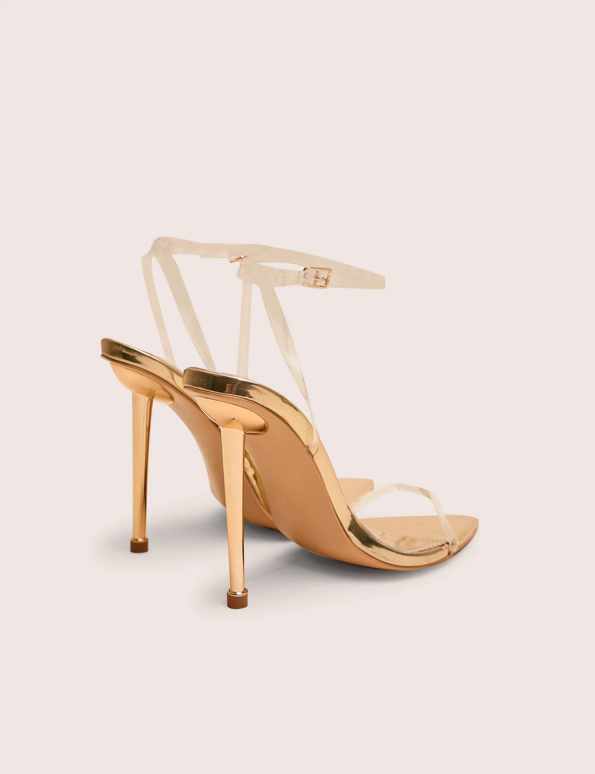 Legacy Perspex Mirror Gold Clear Barely There Stiletto High Heels - Image 3
