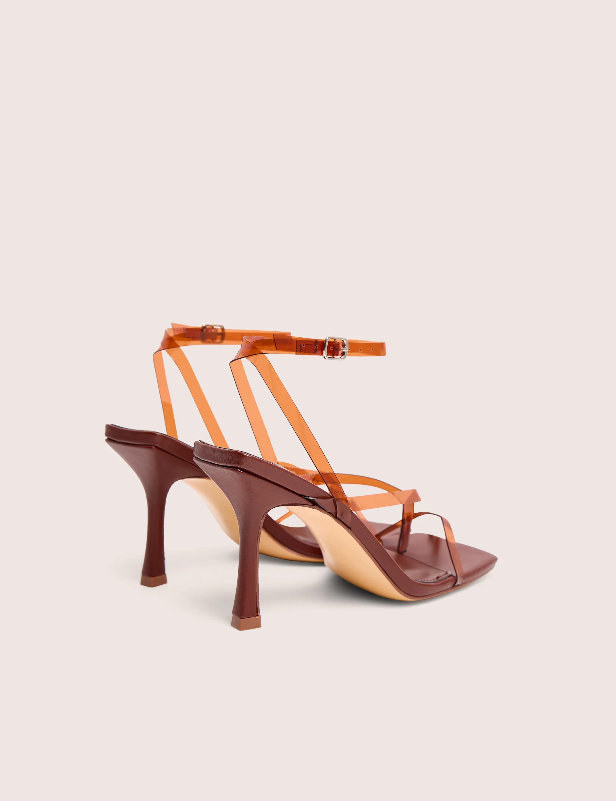 Liberty Brown Perspex Strappy Mid Heels - Image 3