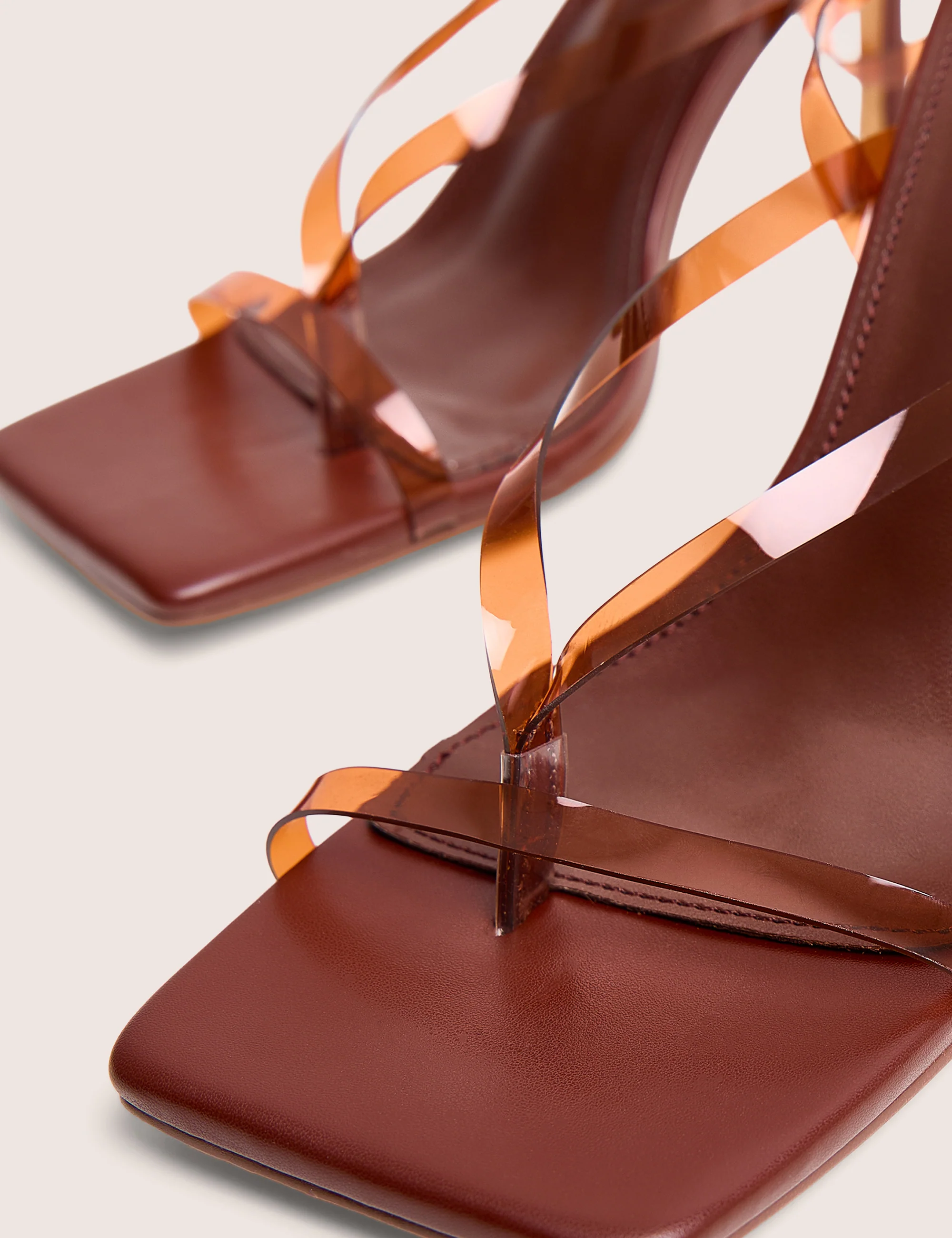 Liberty Brown Perspex Strappy Mid Heels - Image 4