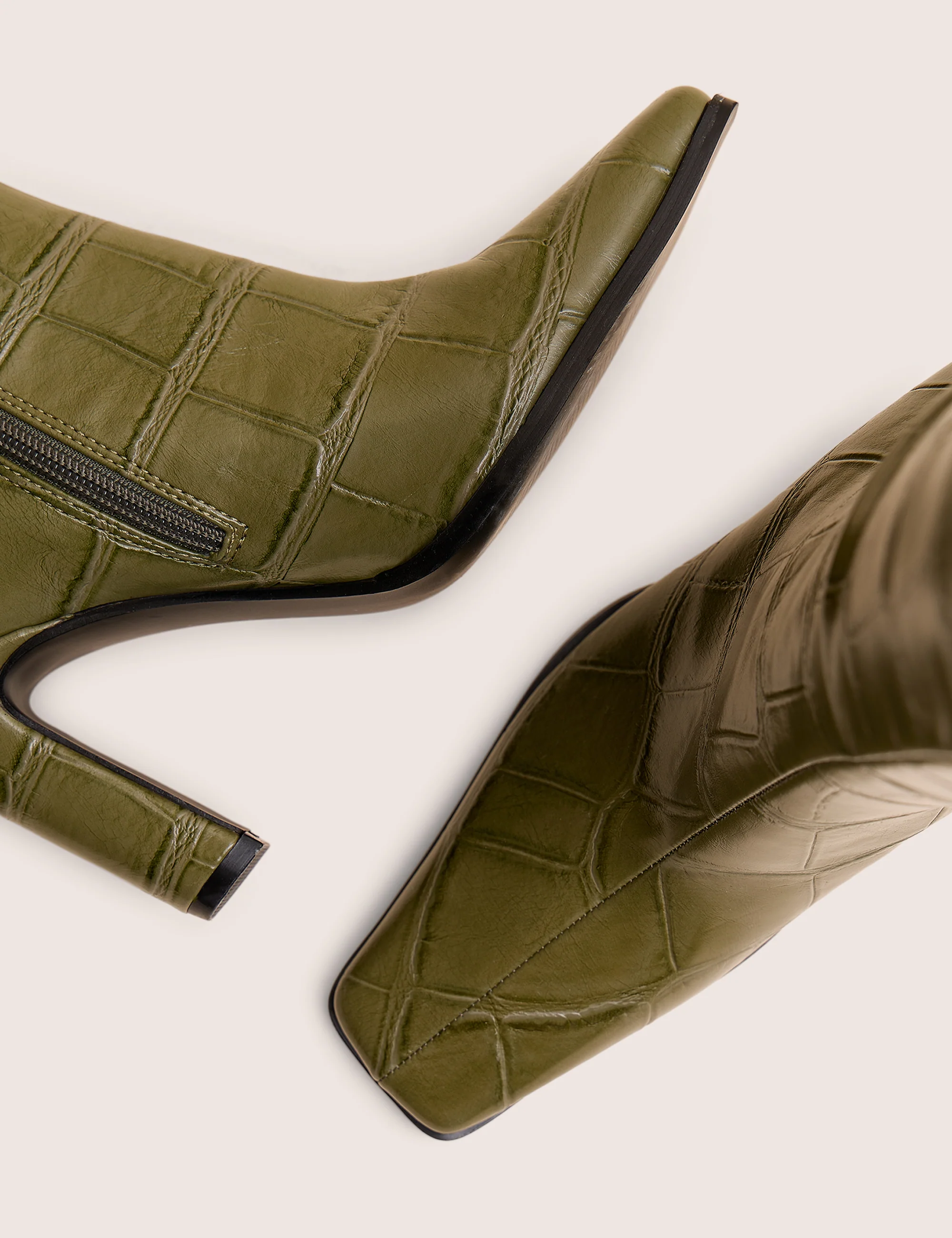 Libre Green Wide Croc Knee High Boots - Image 5