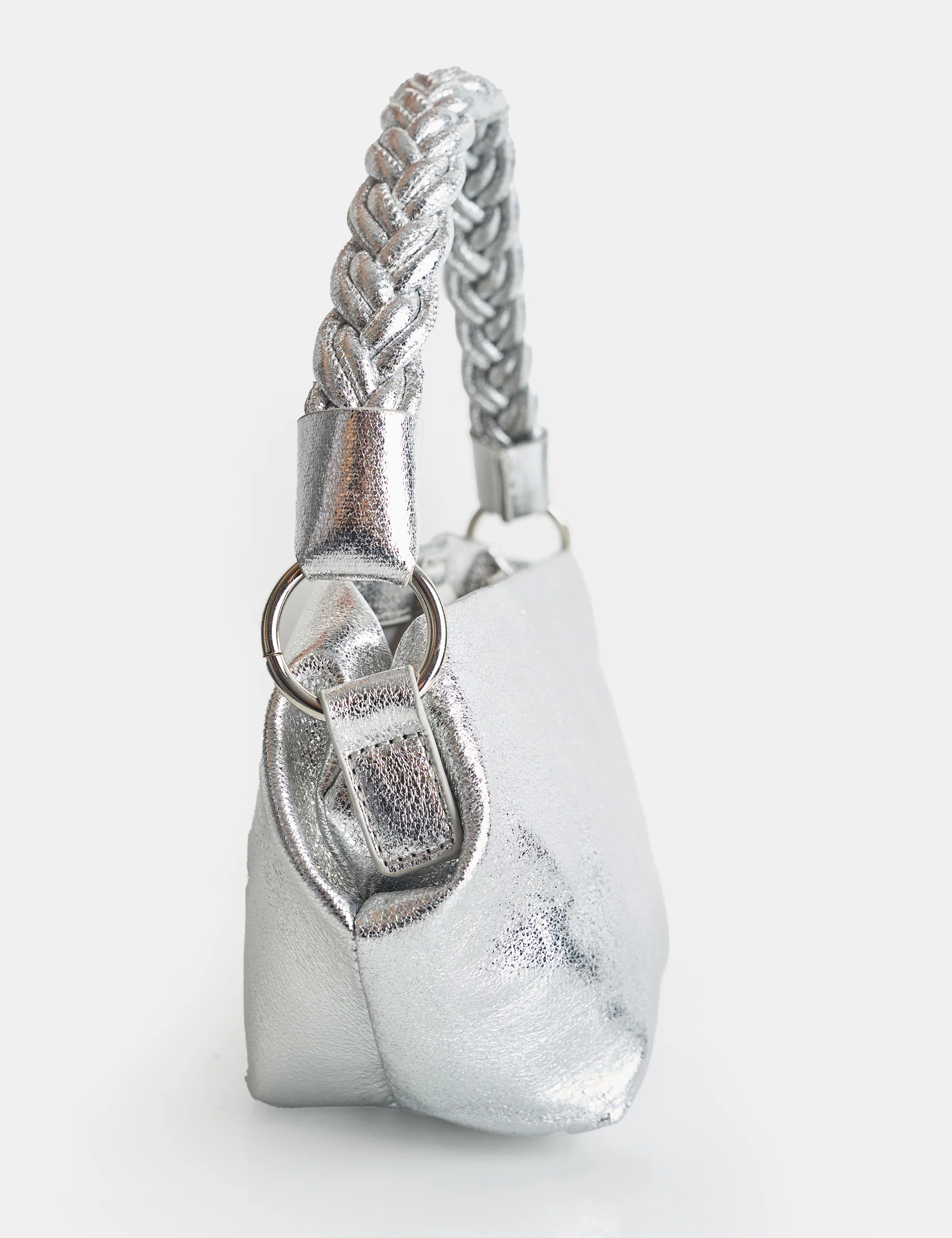Lillian Cracked Silver Woven Strap Shoulder Bag - Image 2