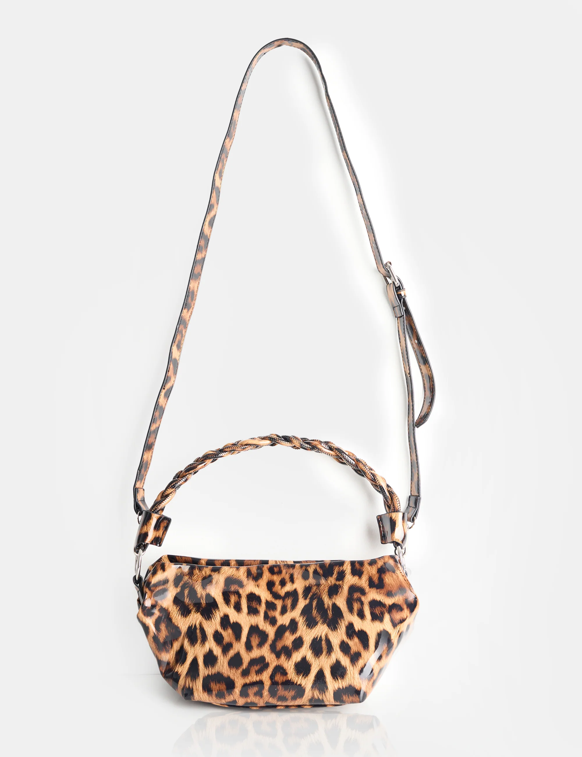 Lillian Leopard Satin Woven Strap Shoulder Bag - Image 4