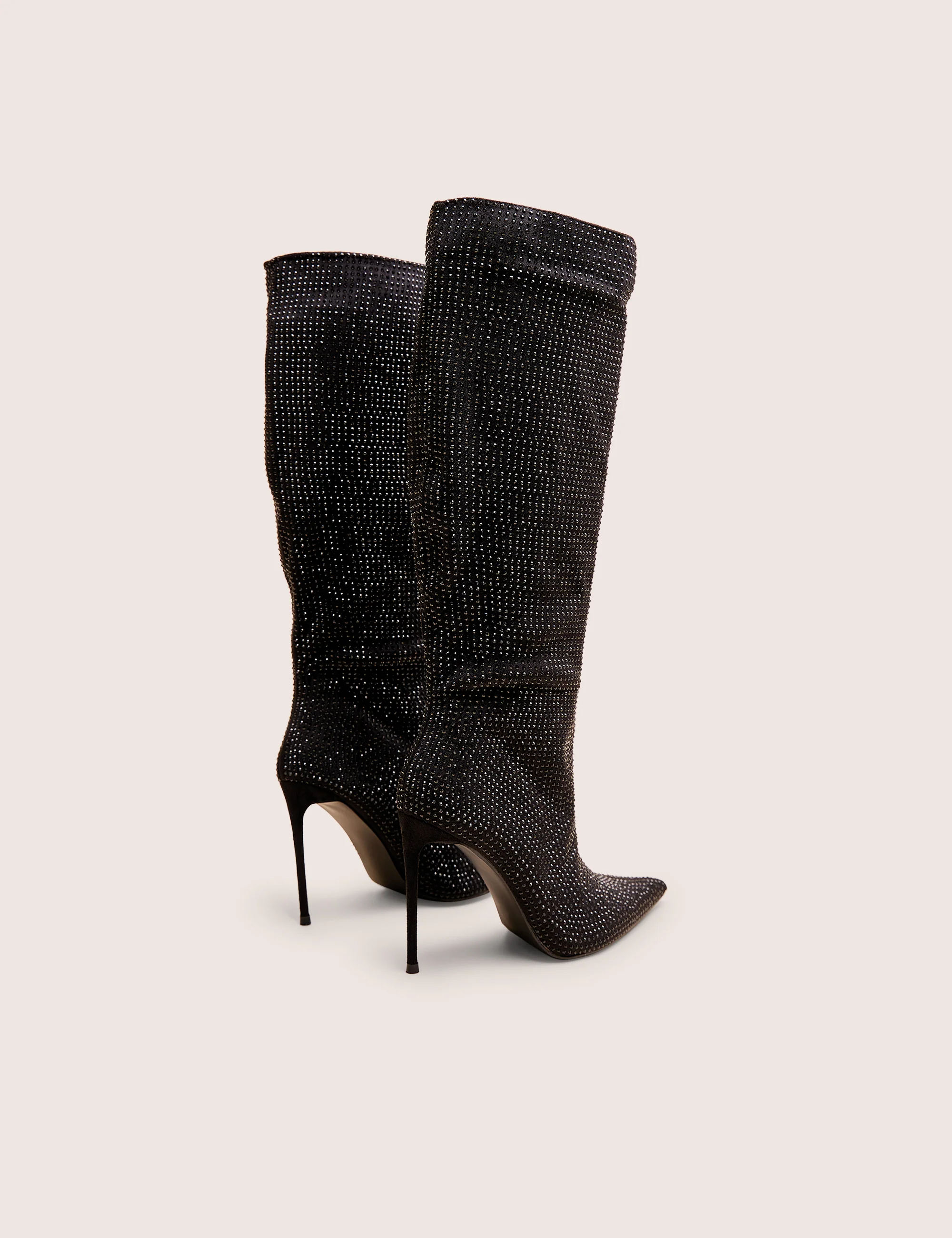 Lothario Black Diamante Knee High Boots - Image 3