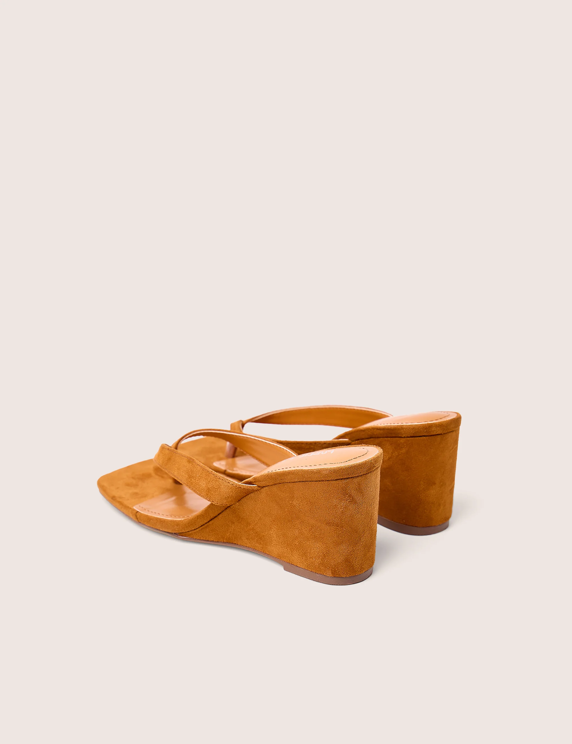 Luisa Tan Faux Suede Flip Flop Wedge Heels - Image 3