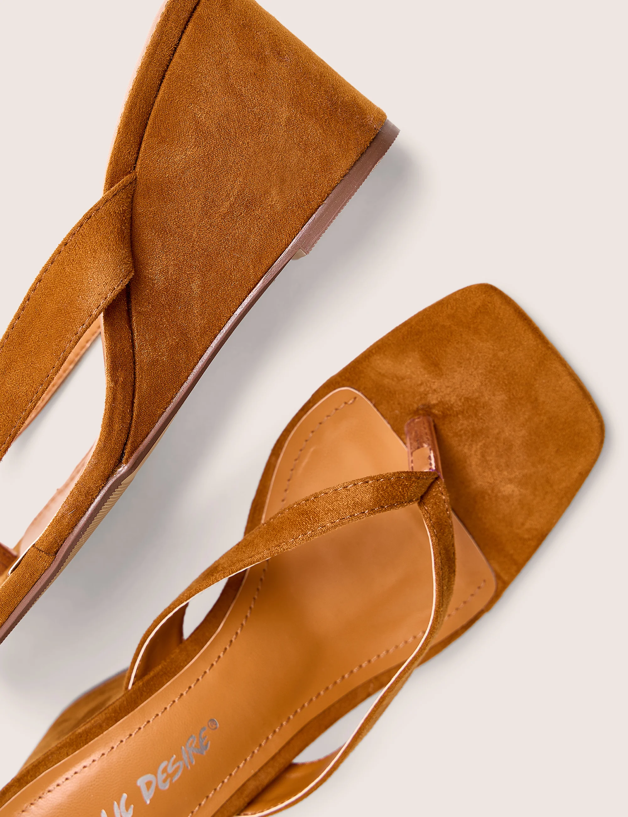 Luisa Tan Faux Suede Flip Flop Wedge Heels - Image 4