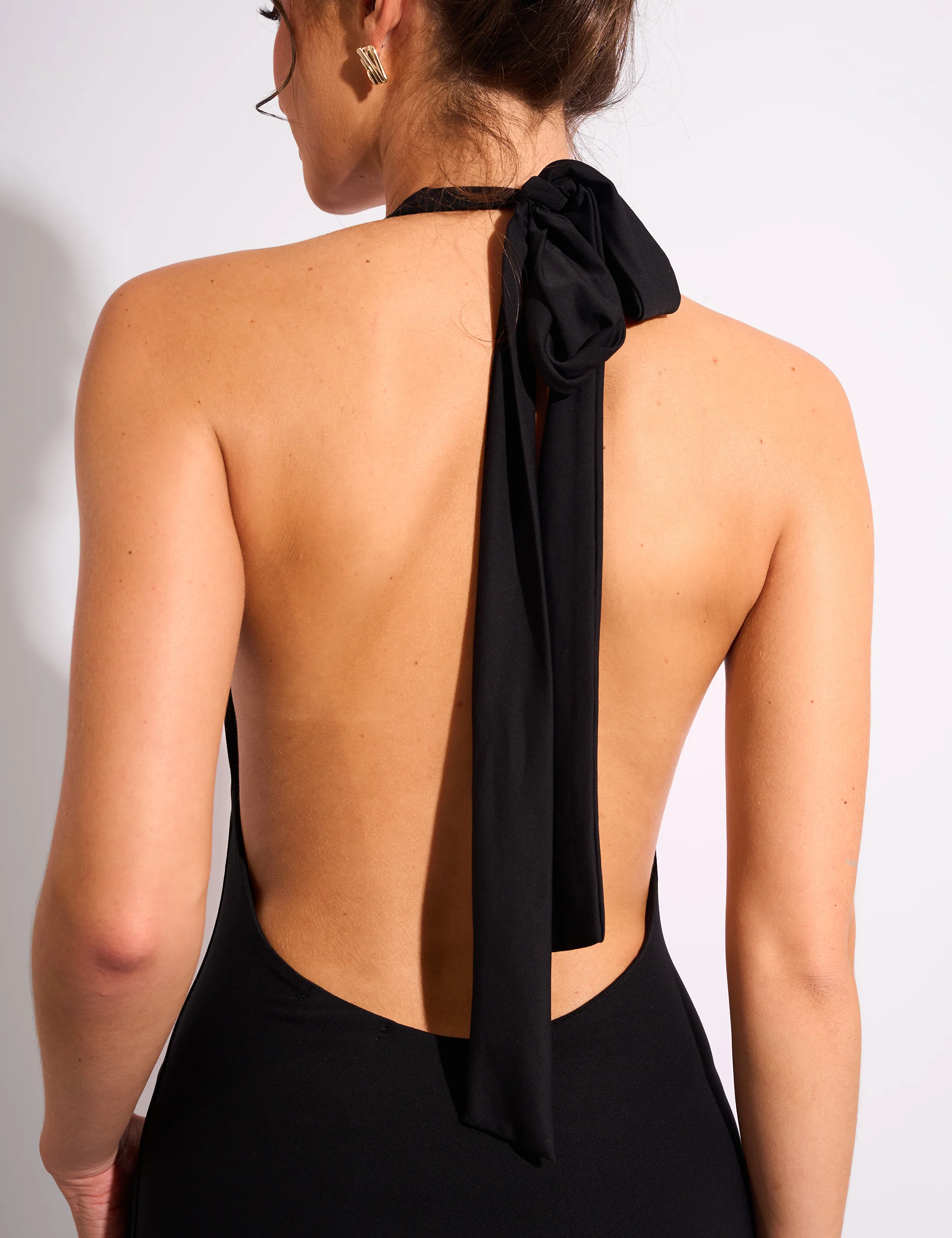 Tie Back Luxe Slinky Maxi Dress Black - Image 4