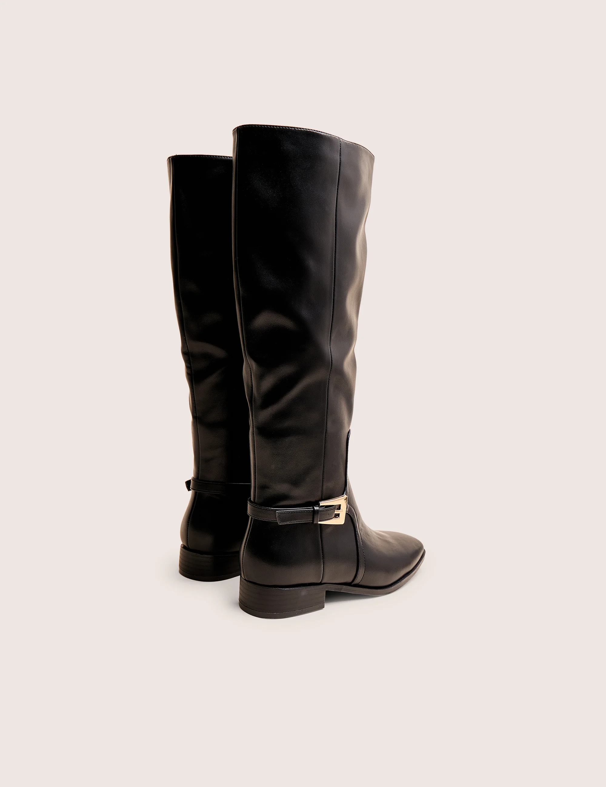 Mackie Black Pu Buckle Detail Knee High Riding Boot - Image 4