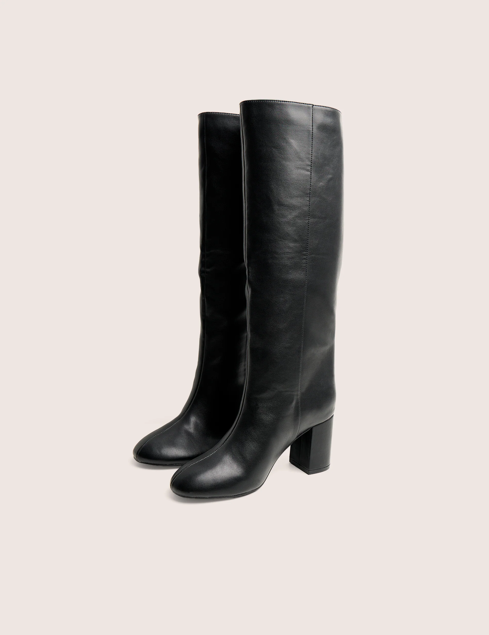 Maison Black Pu Knee High Block Heeled Boots - Image 4