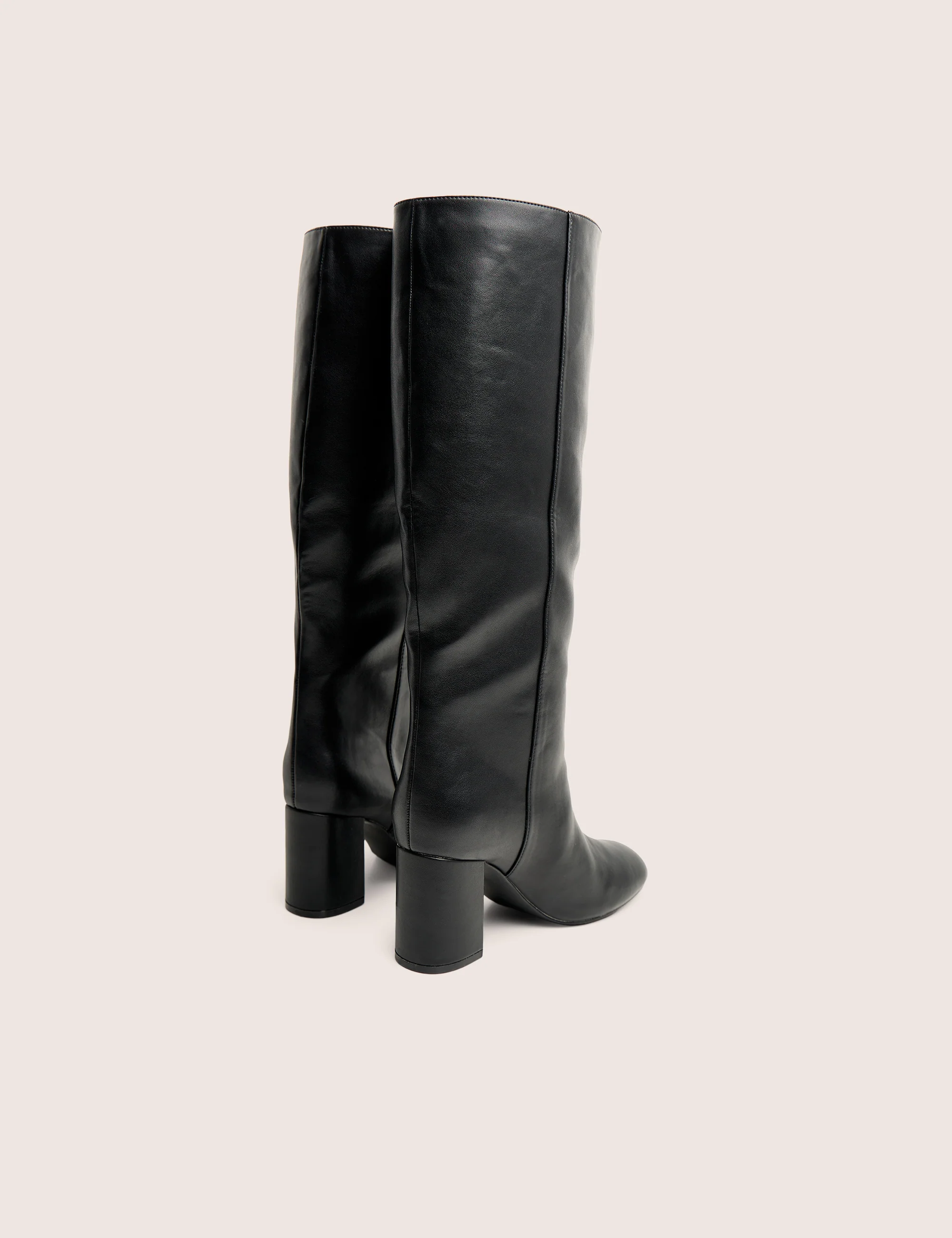 Maison Black Pu Knee High Block Heeled Boots - Image 5
