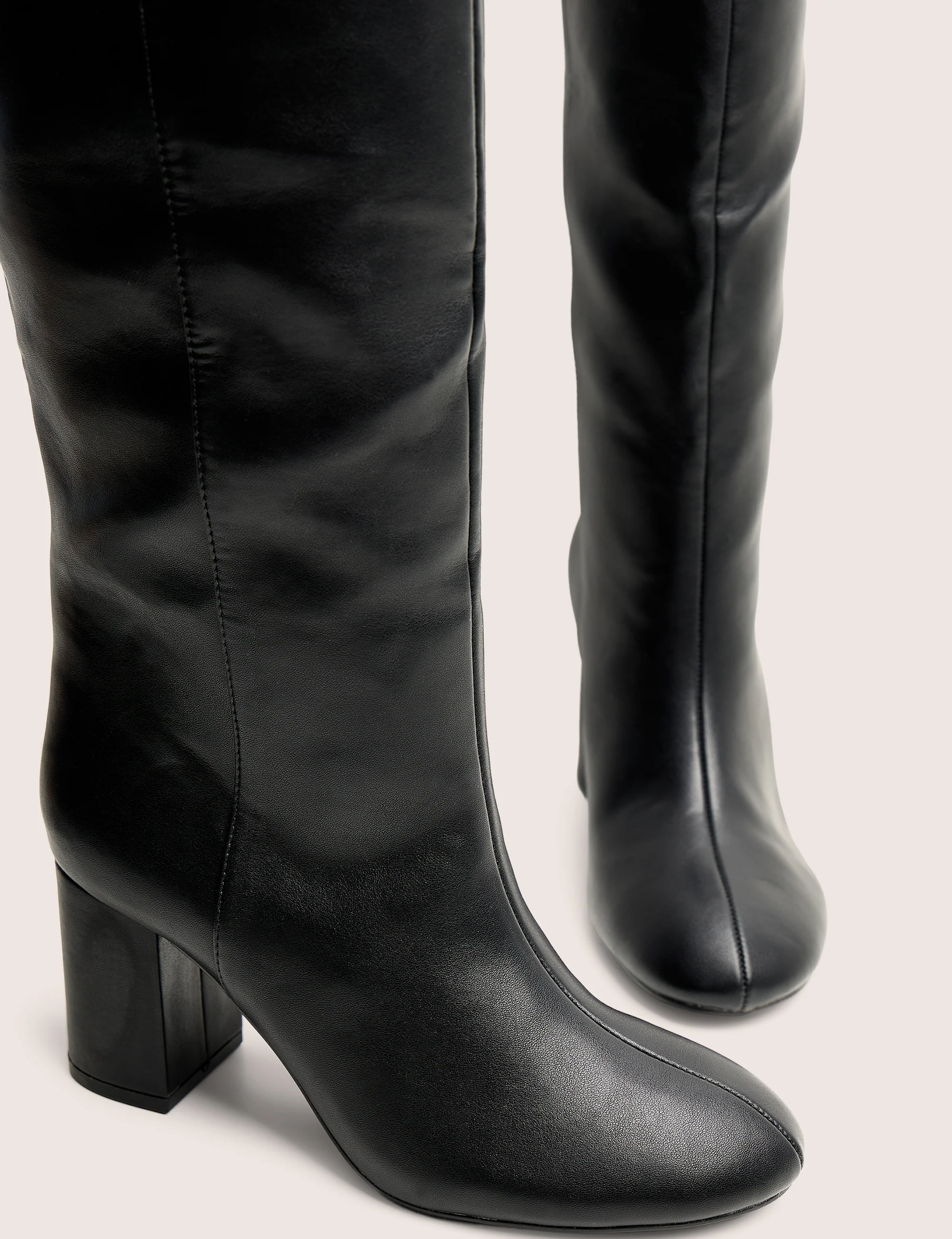 Maison Black Pu Knee High Block Heeled Boots - Image 6