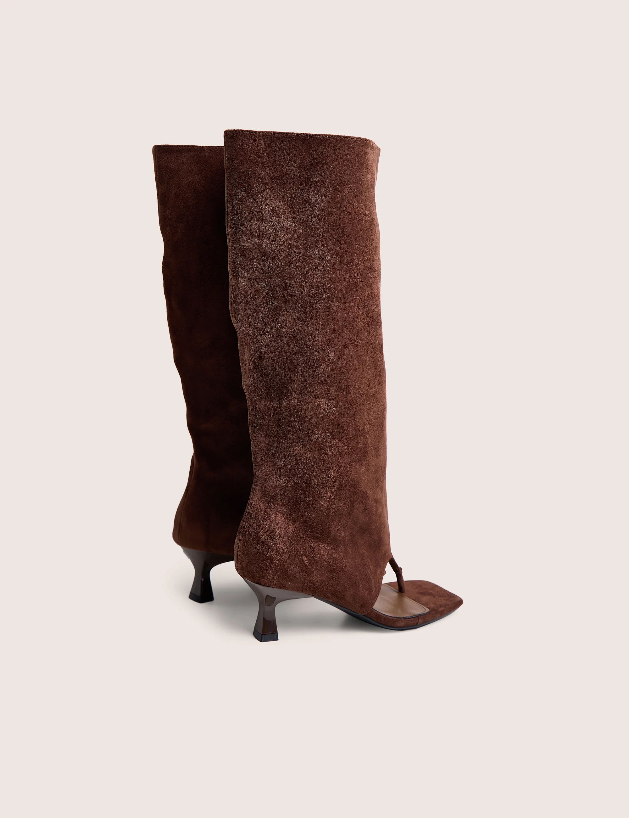 Margot Chocolate Peep Toe Knee High Boots - Image 3