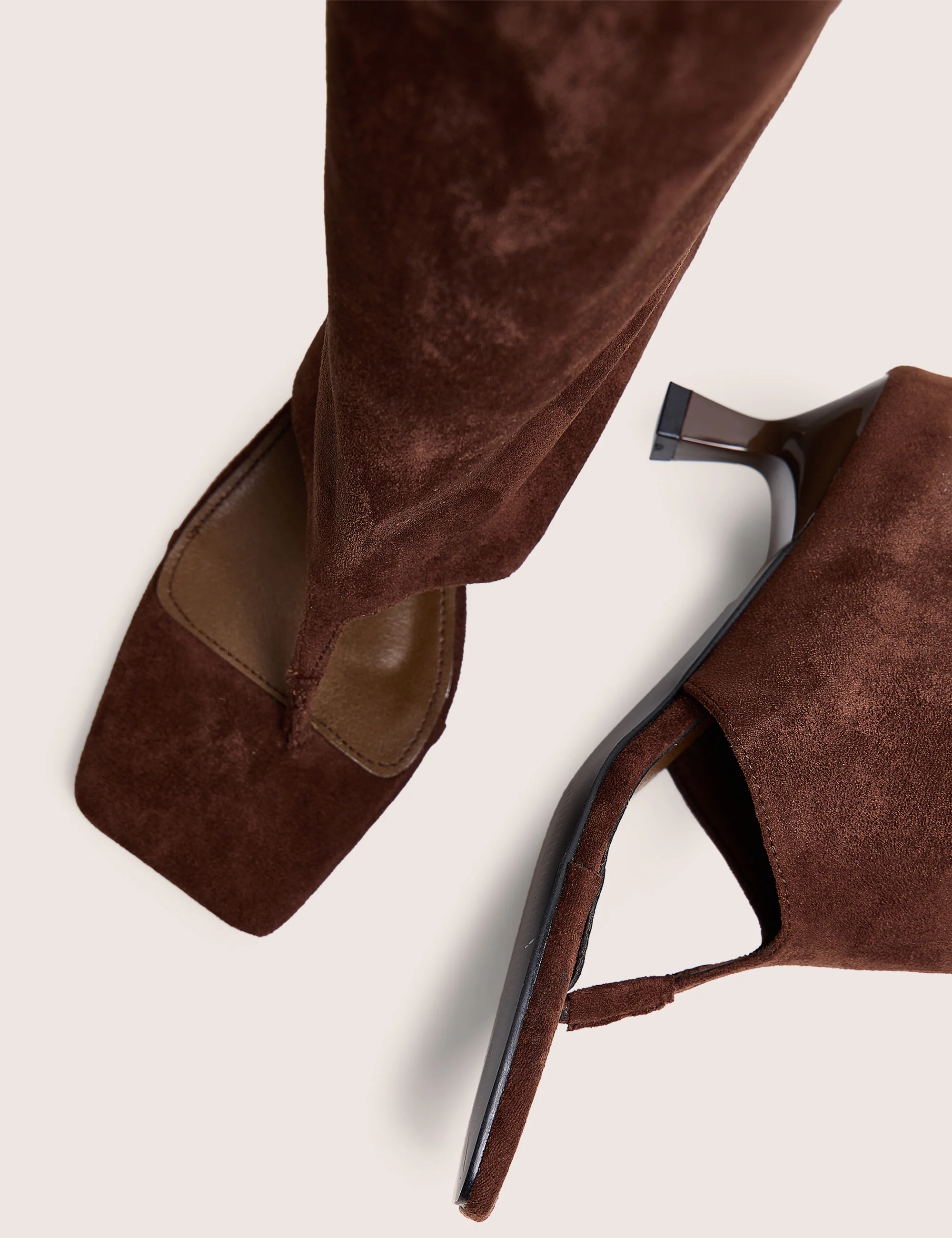 Margot Chocolate Peep Toe Knee High Boots - Image 4