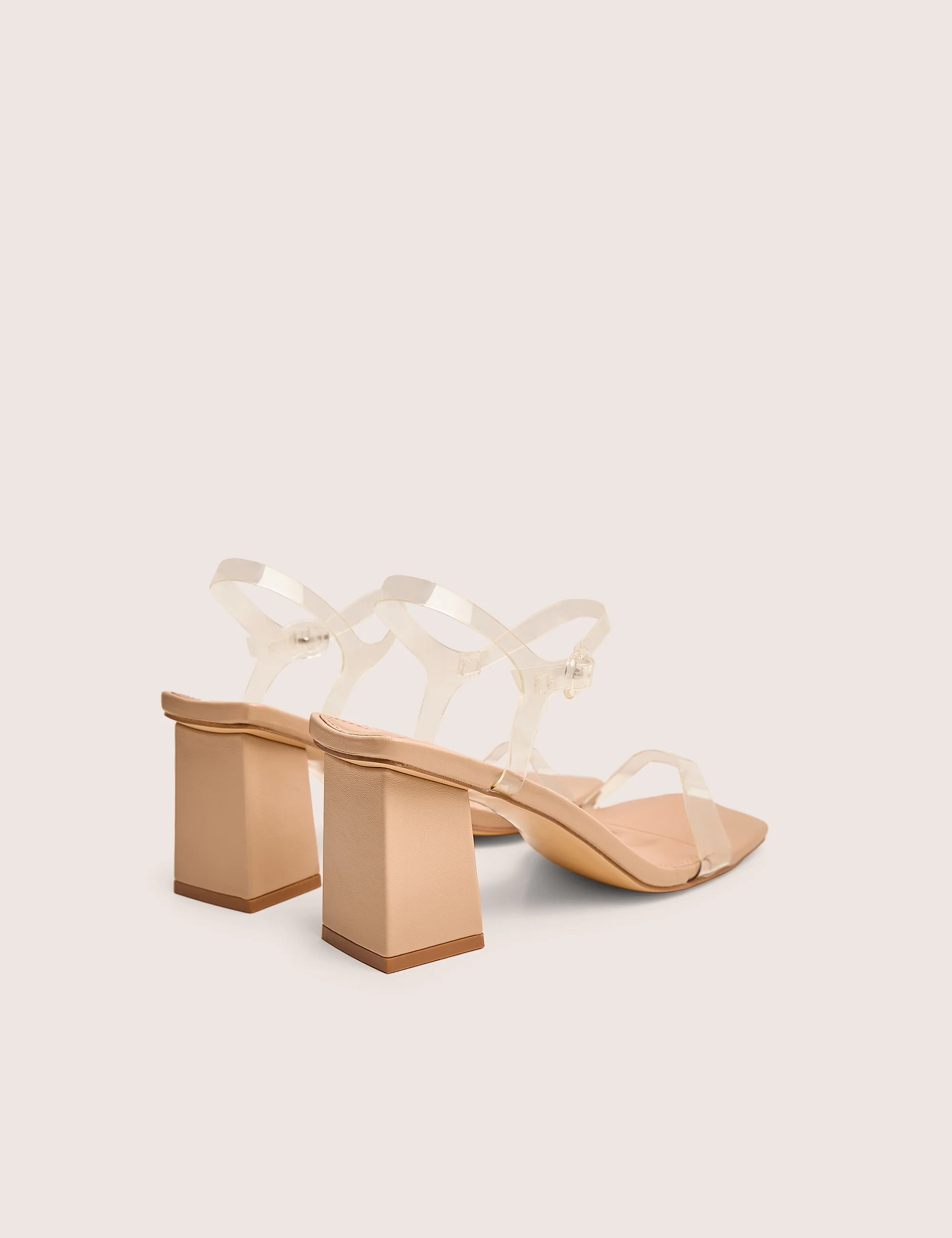 Maryse Nude Perspex Pu Barely There Mid Block Heels - Image 3