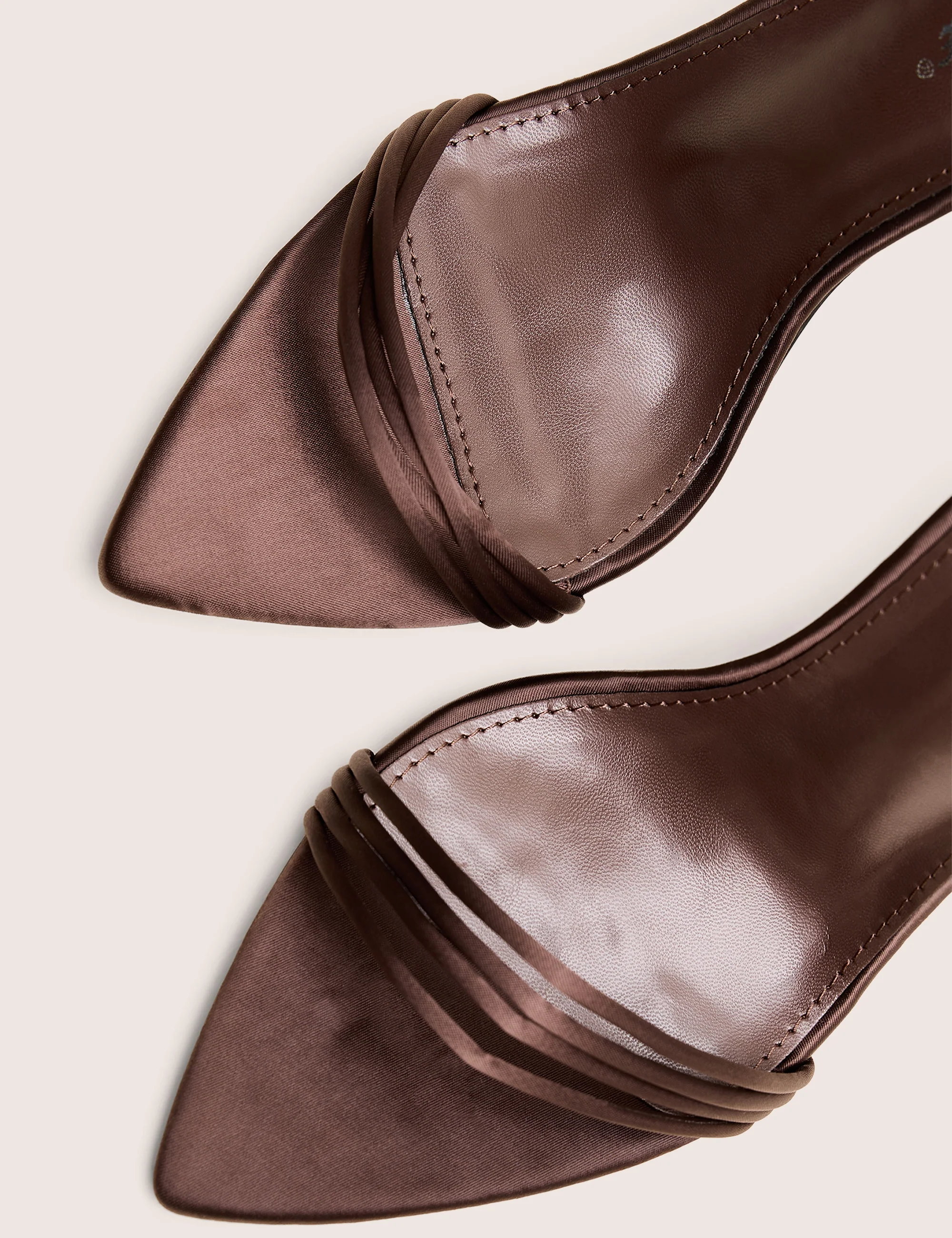 Merlot Brown Satin Lace Up Wrap Around Pointed Toe Stiletto Heels - Image 4
