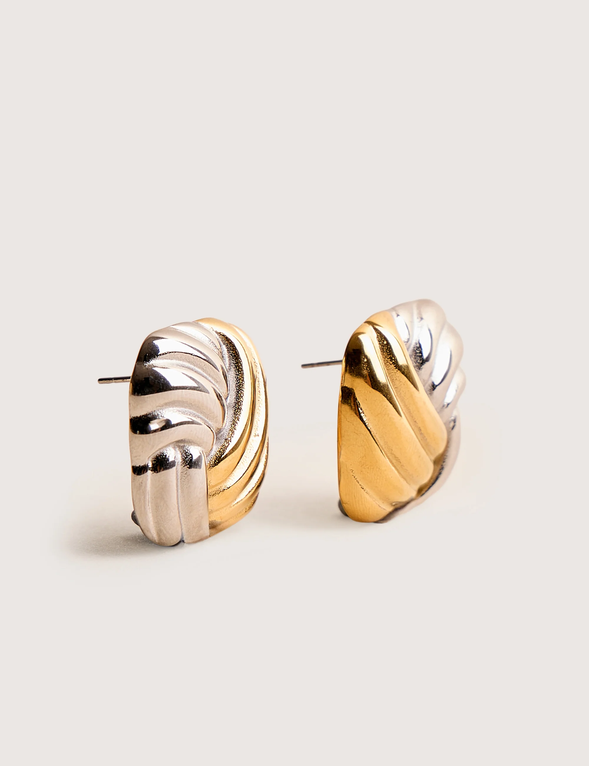 Mixed Metal Knot Detail Studs Gold & Silver - Image 2