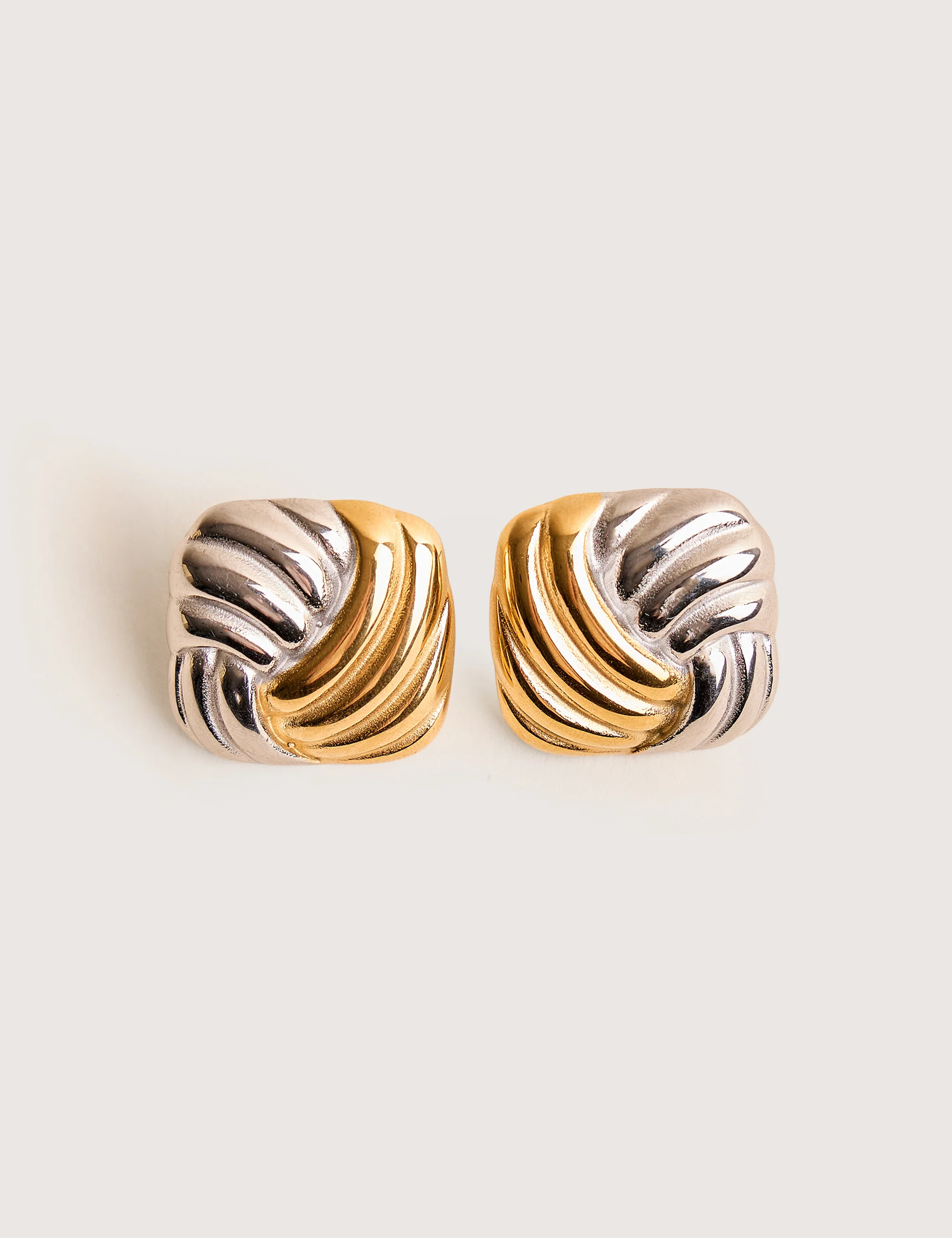 Mixed Metal Knot Detail Studs Gold & Silver - Image 3