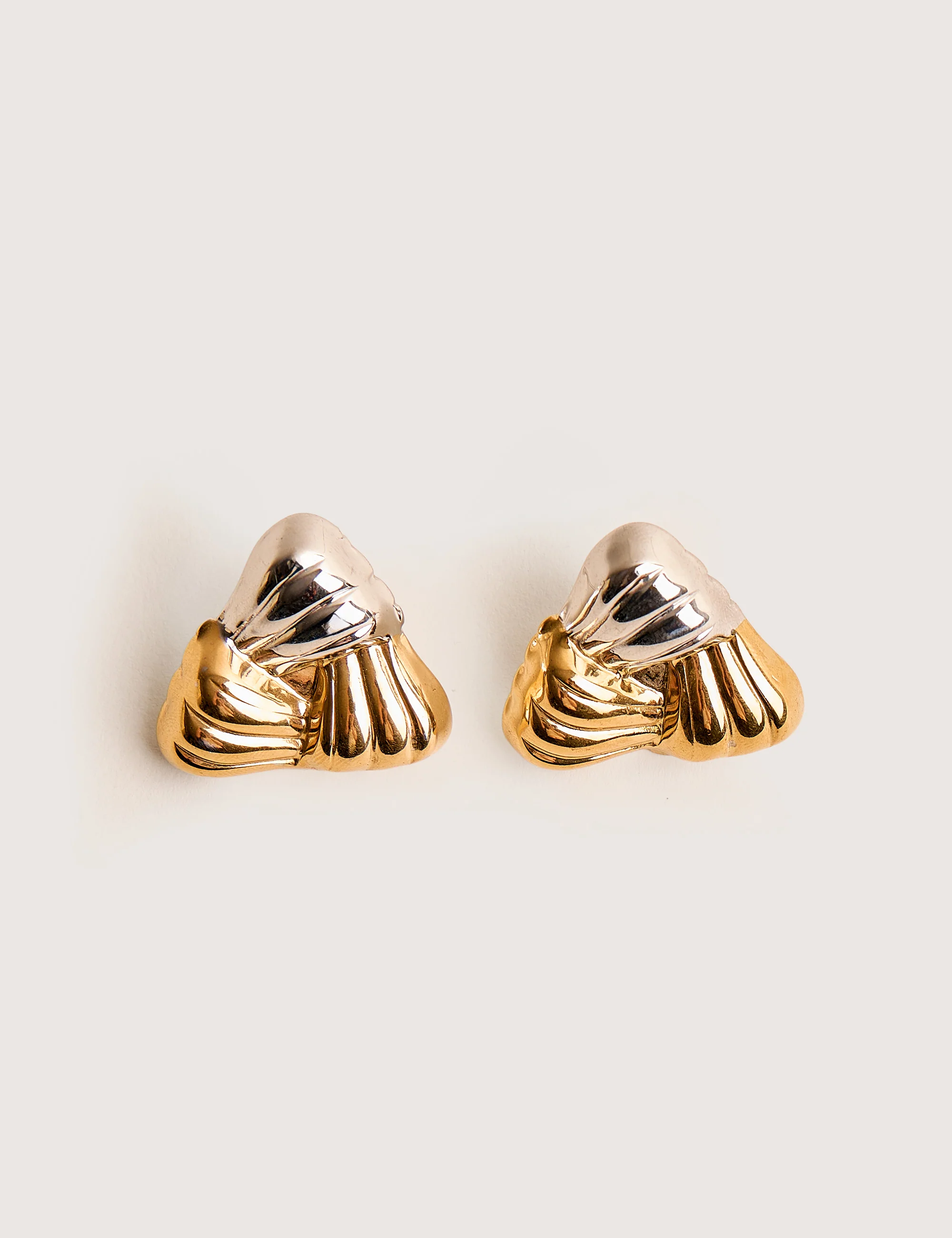 Mixed Metal Triangular Studs Silver & Gold - Image 3
