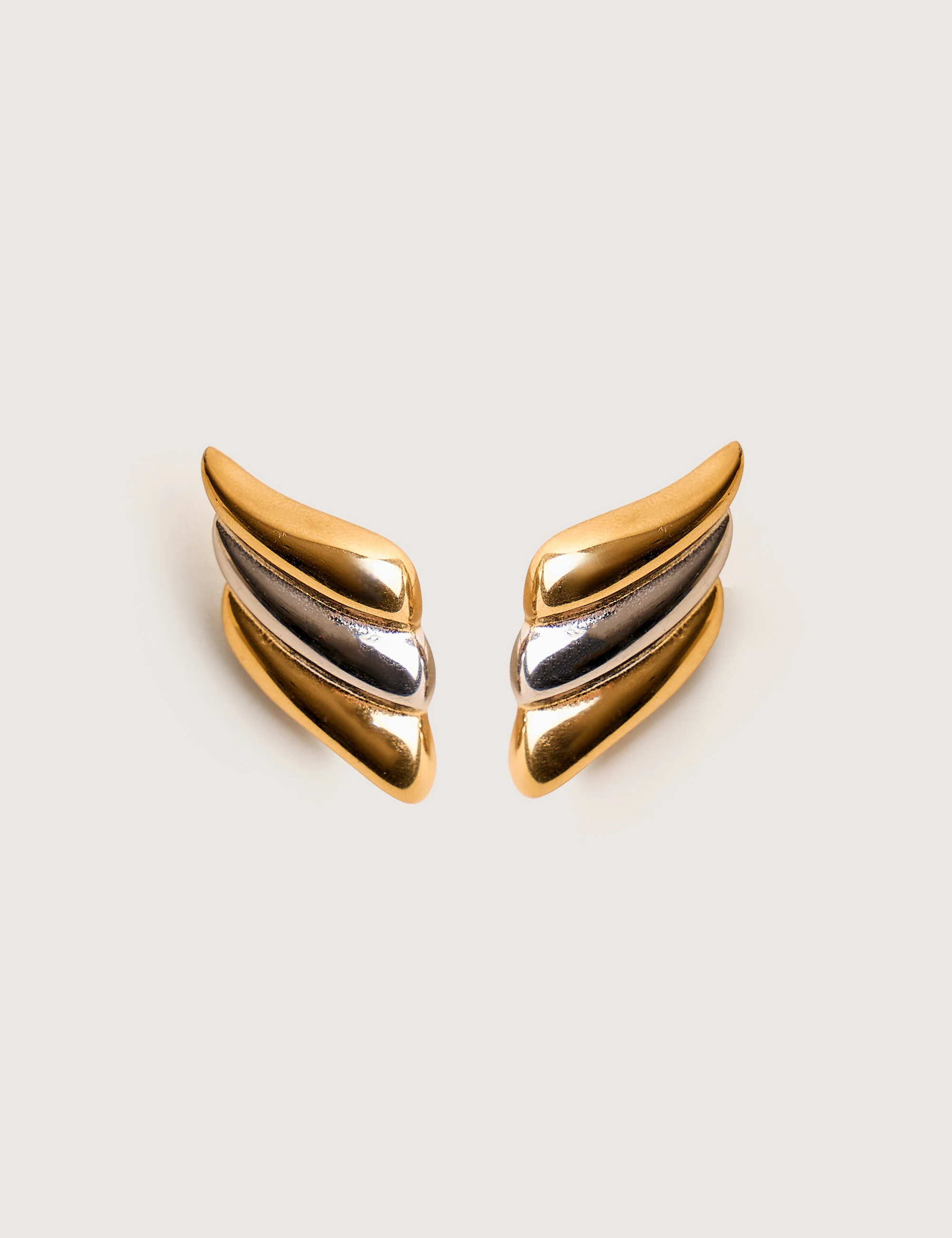 Mixed Metal Wings Earrings Gold & Silver - Image 2