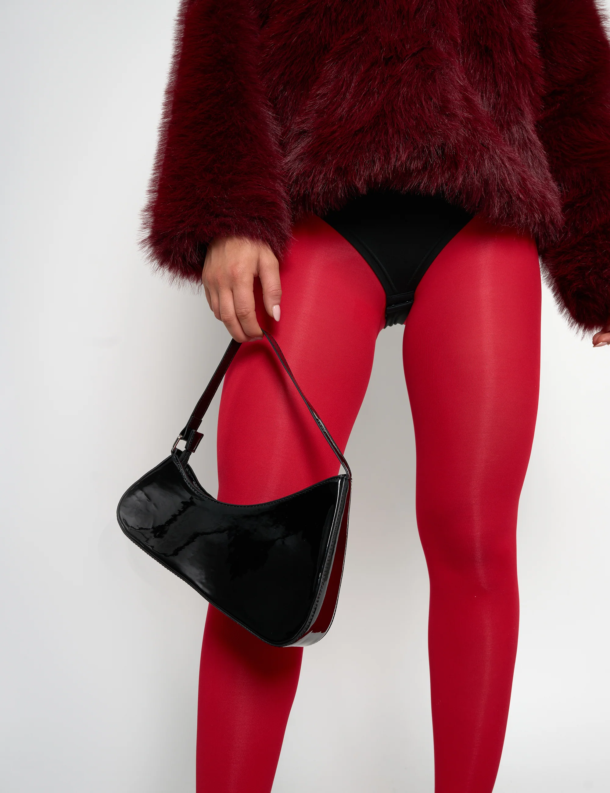 Morgan Black Patent Asymmetric Shoulder Bag - Image 3