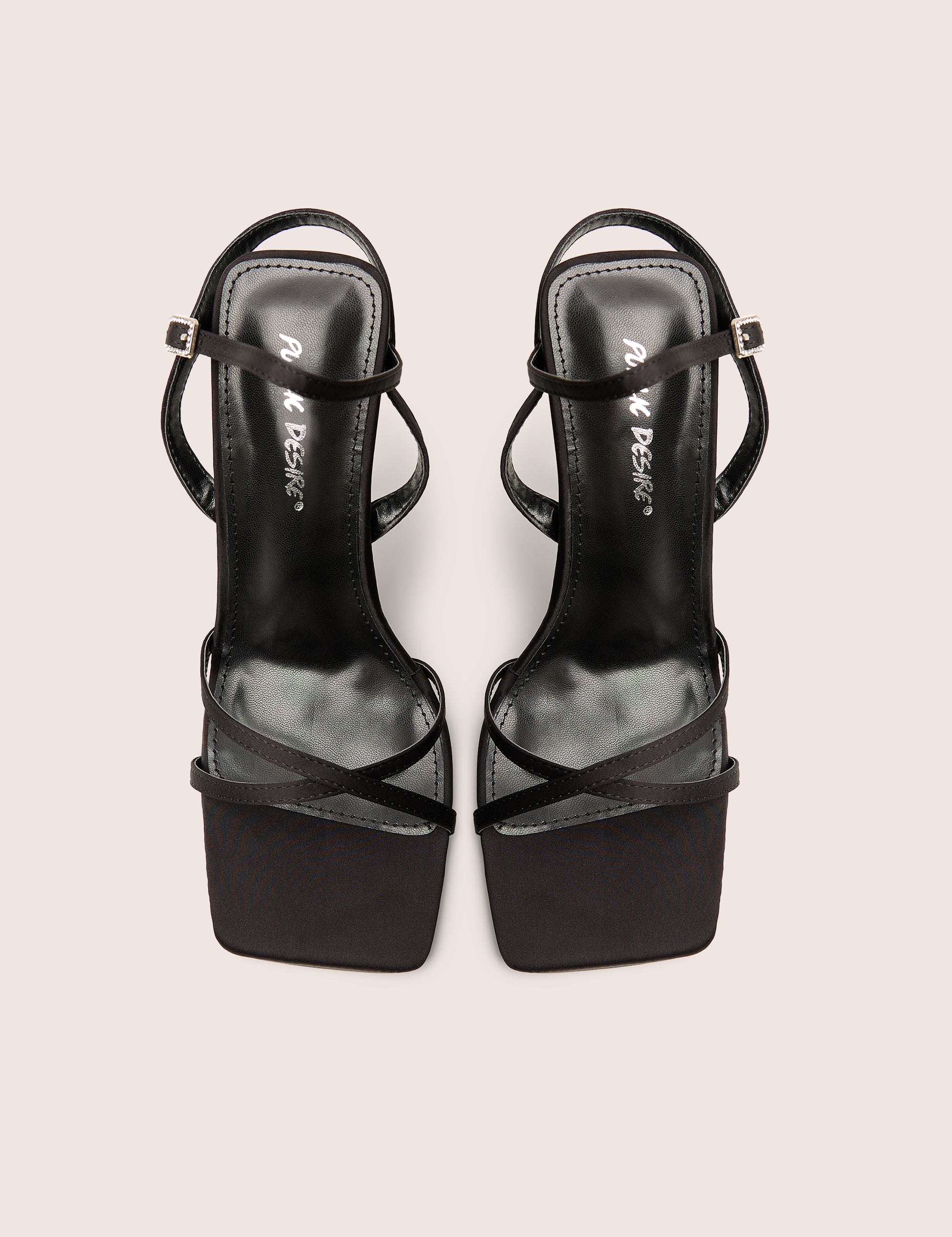 Moss Black Velvet Strappy Stiletto Heels - Image 3