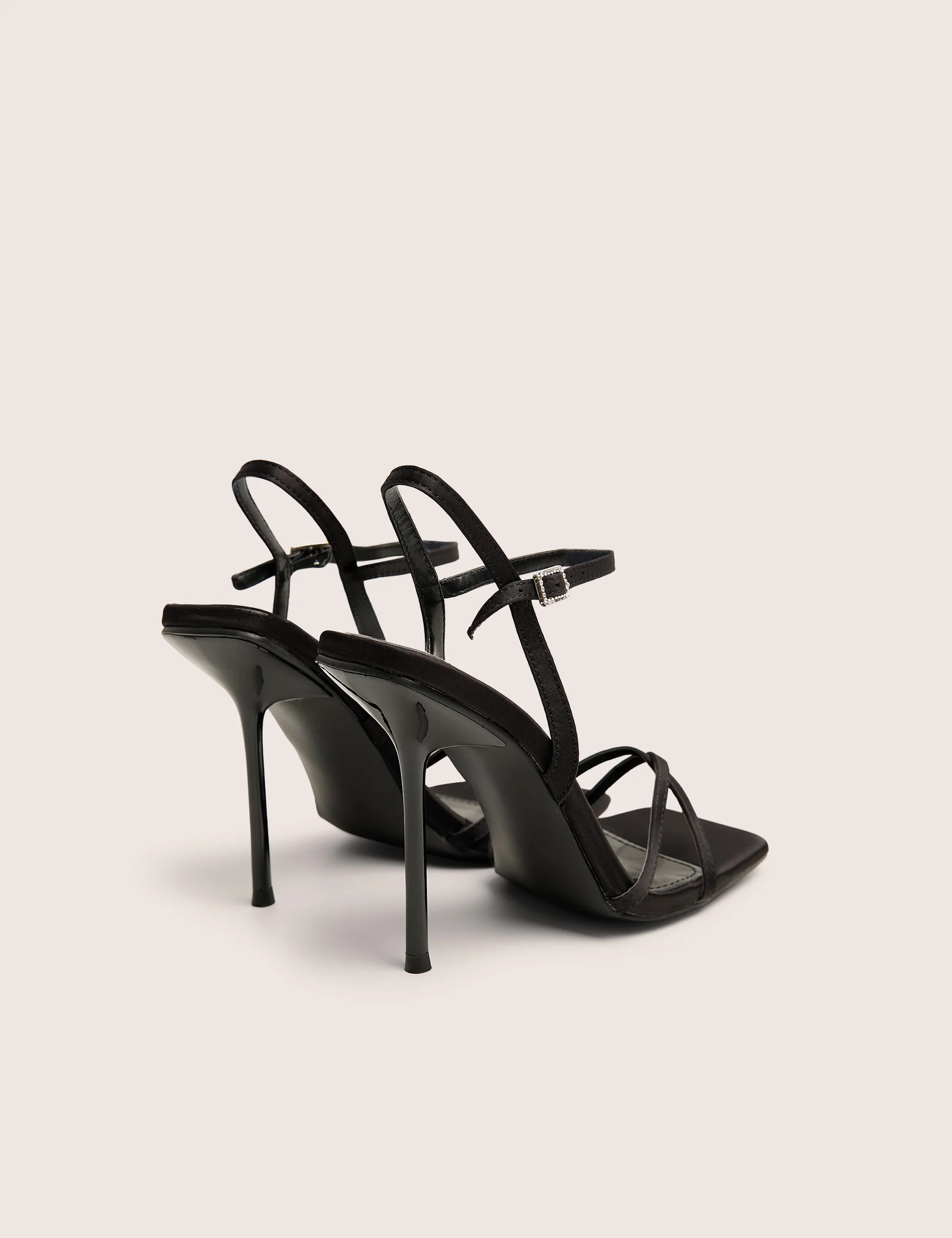 Moss Black Velvet Strappy Stiletto Heels - Image 4