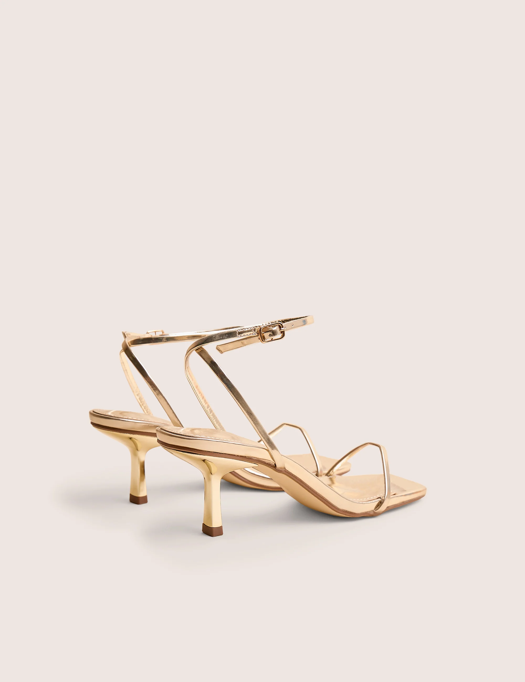Natalya Gold Barely There Square Toe Stiletto Mid Heels - Image 3