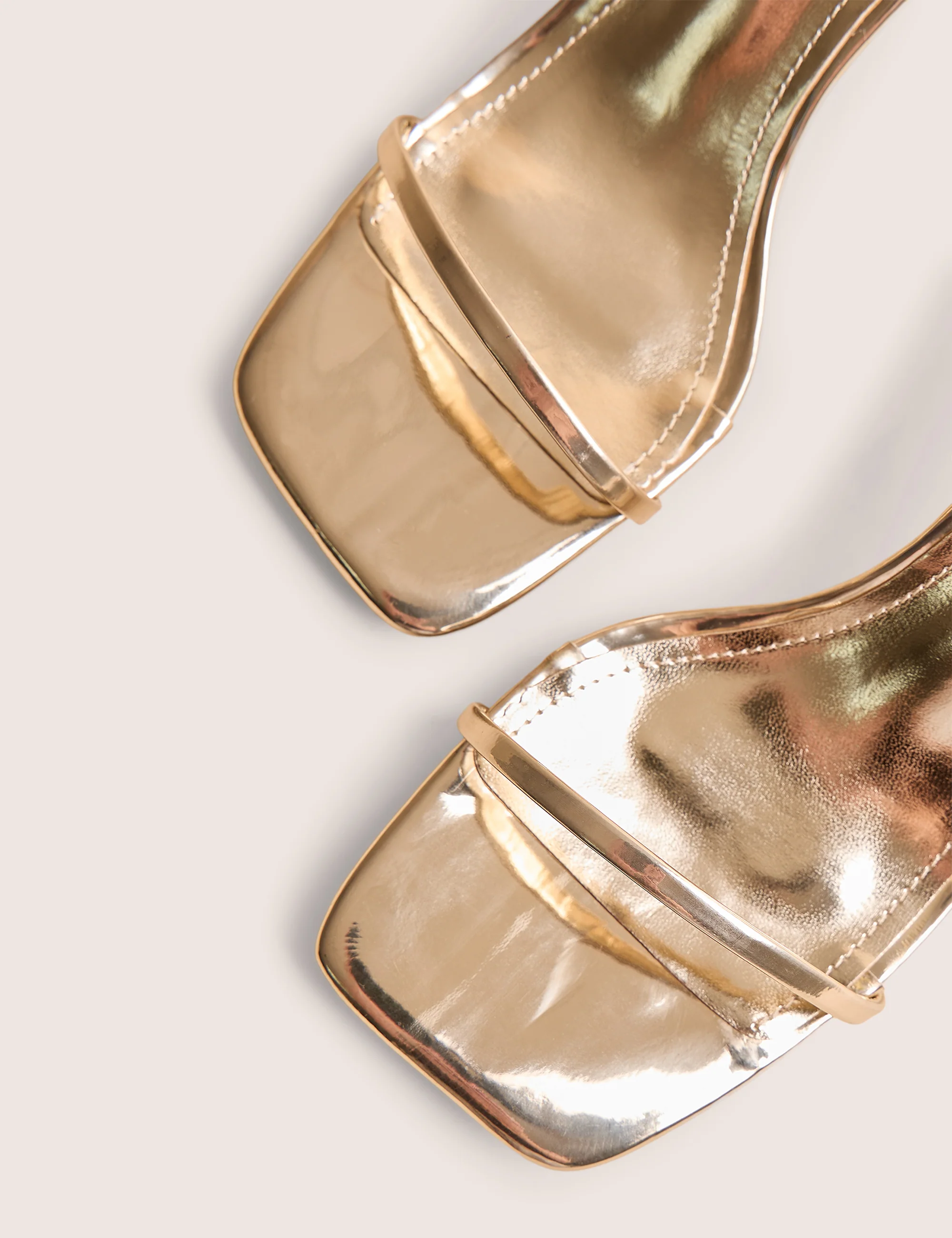Natalya Gold Barely There Square Toe Stiletto Mid Heels - Image 4