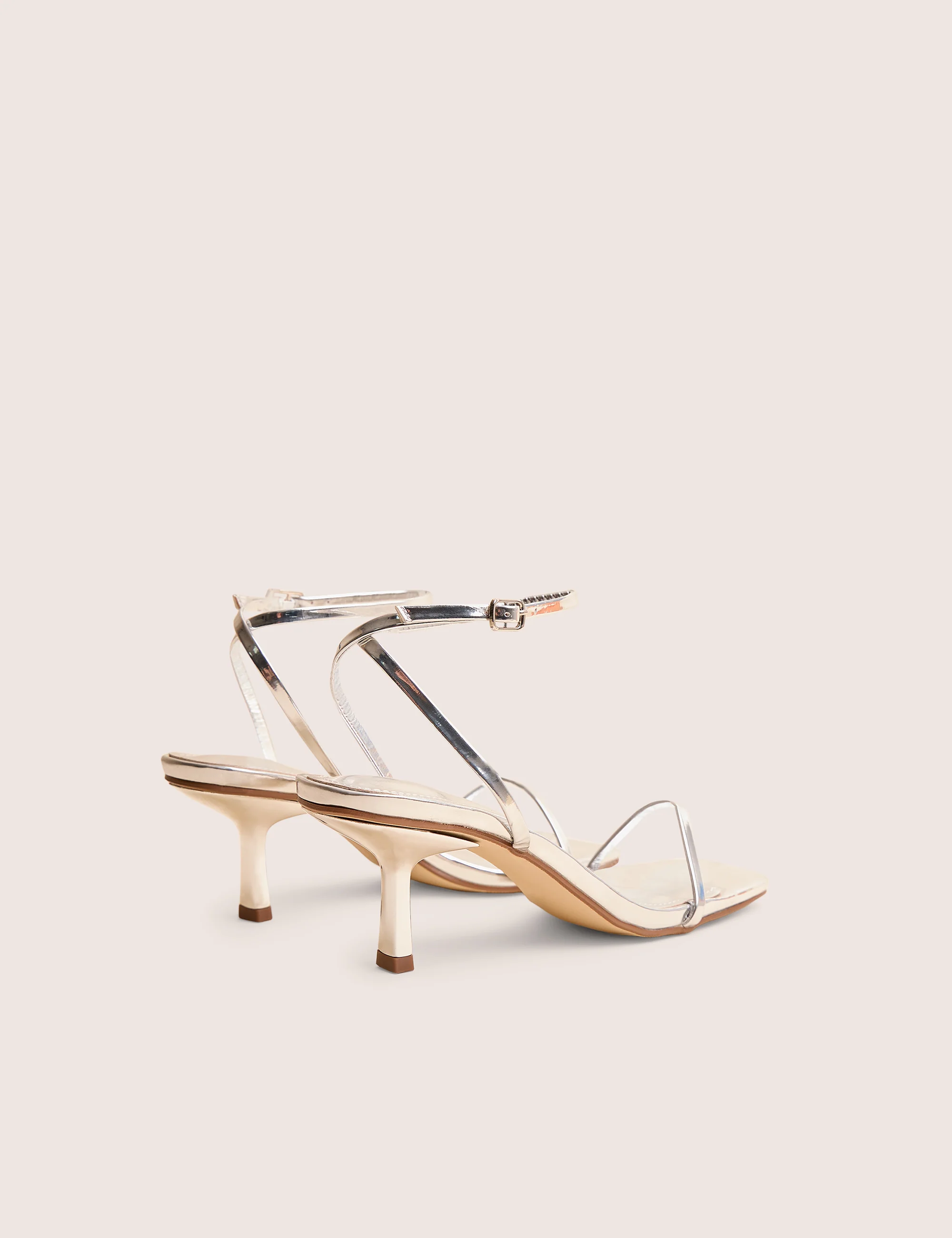 Natalya Silver Barely There Square Toe Stiletto Mid Heels - Image 3