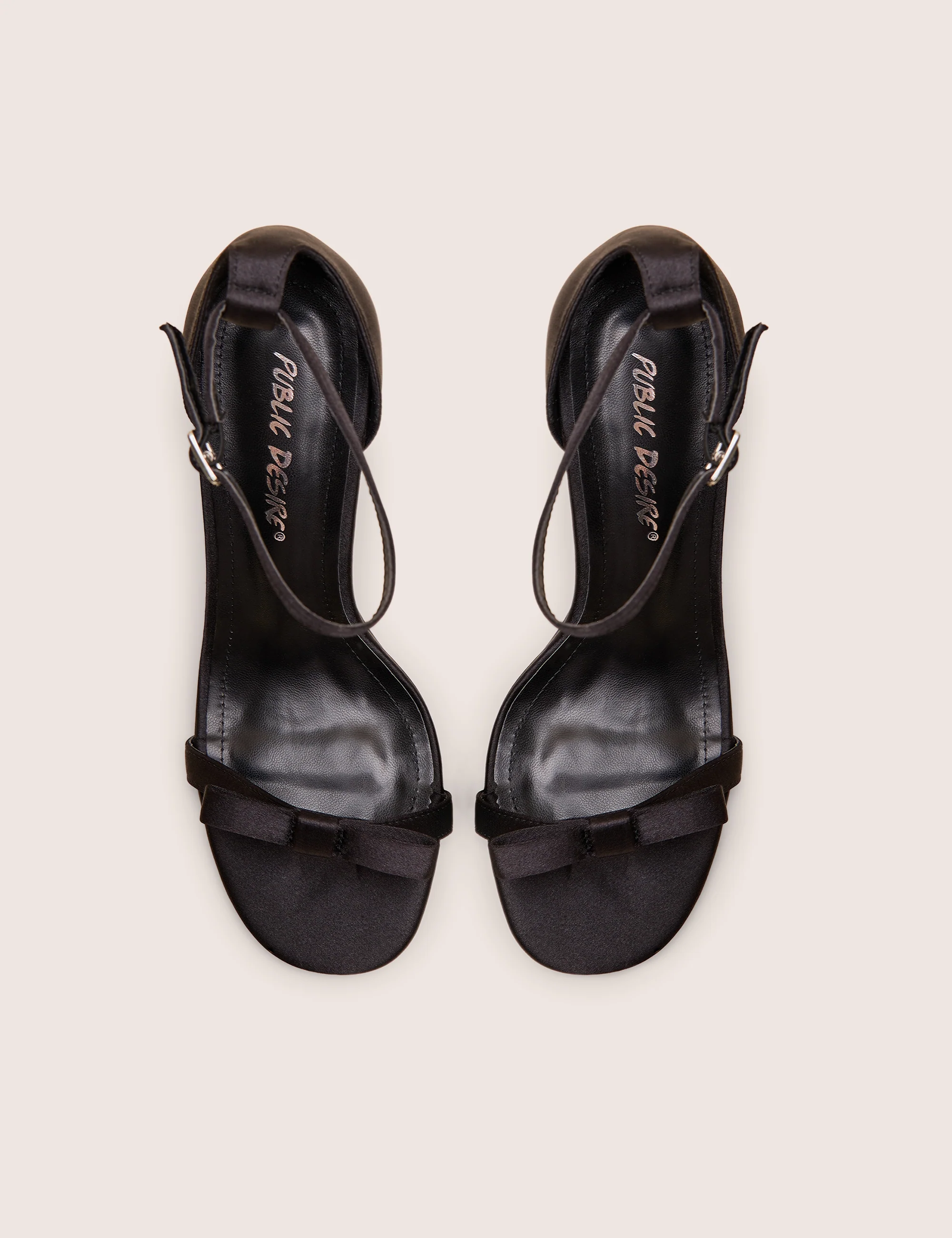 Novie Black Ankle Strap Bow Detail Heels - Image 2