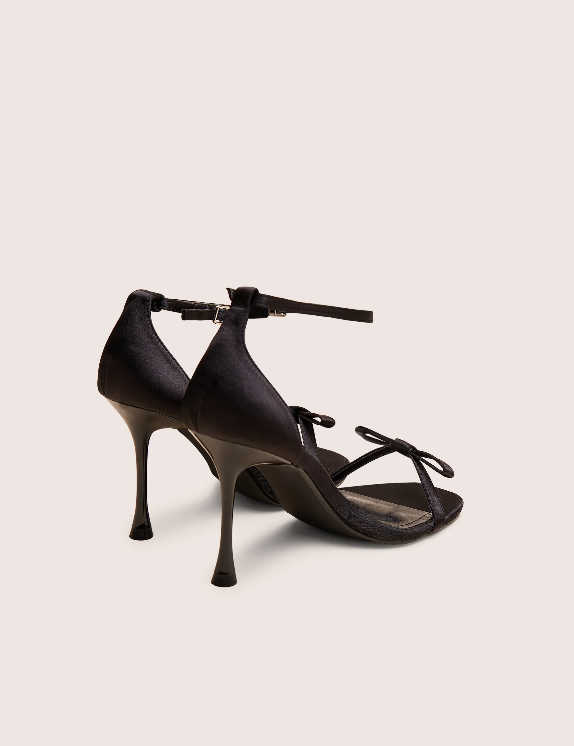 Novie Black Ankle Strap Bow Detail Heels - Image 3