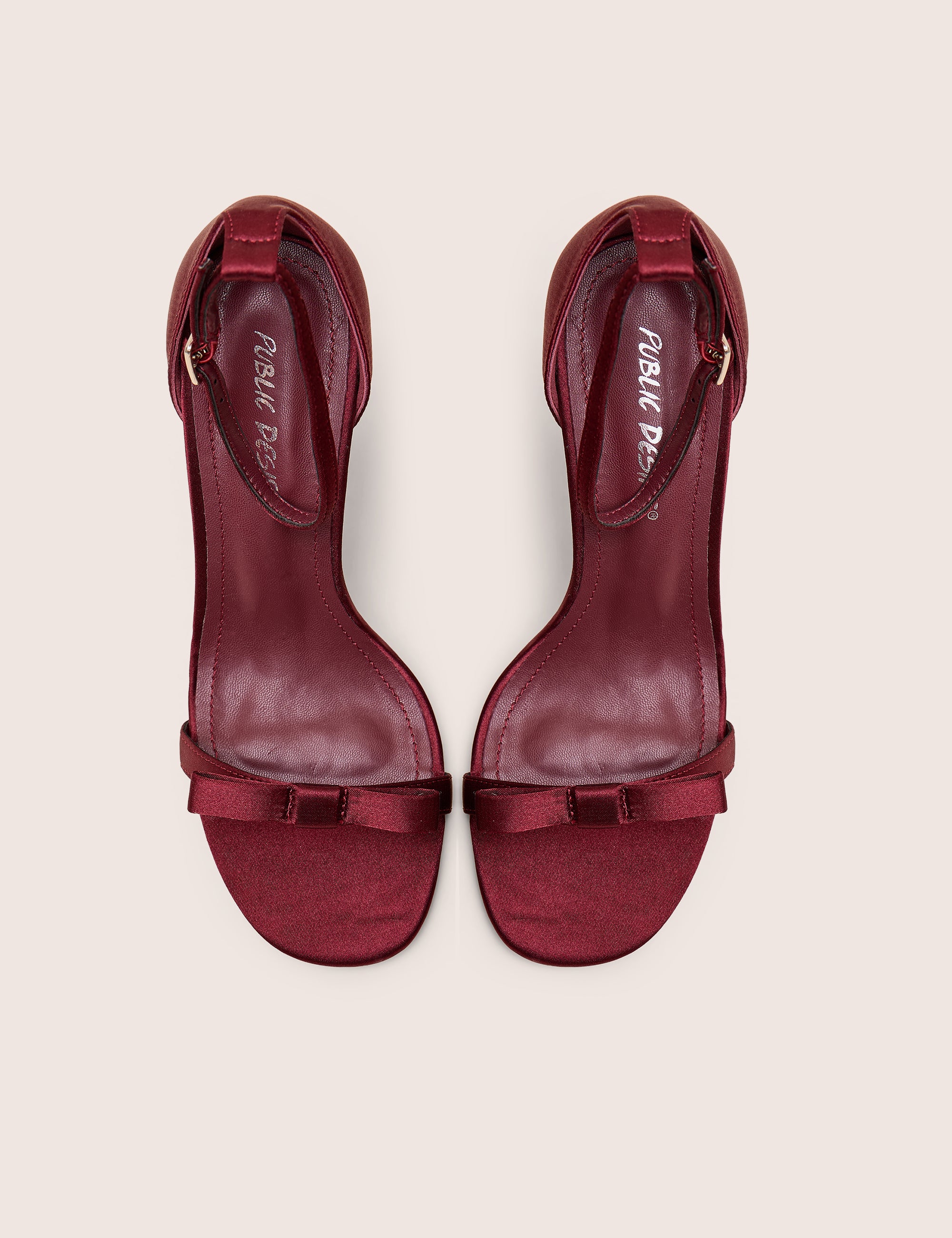 Novie Burgundy Ankle Strap Bow Detail Heels - Image 2