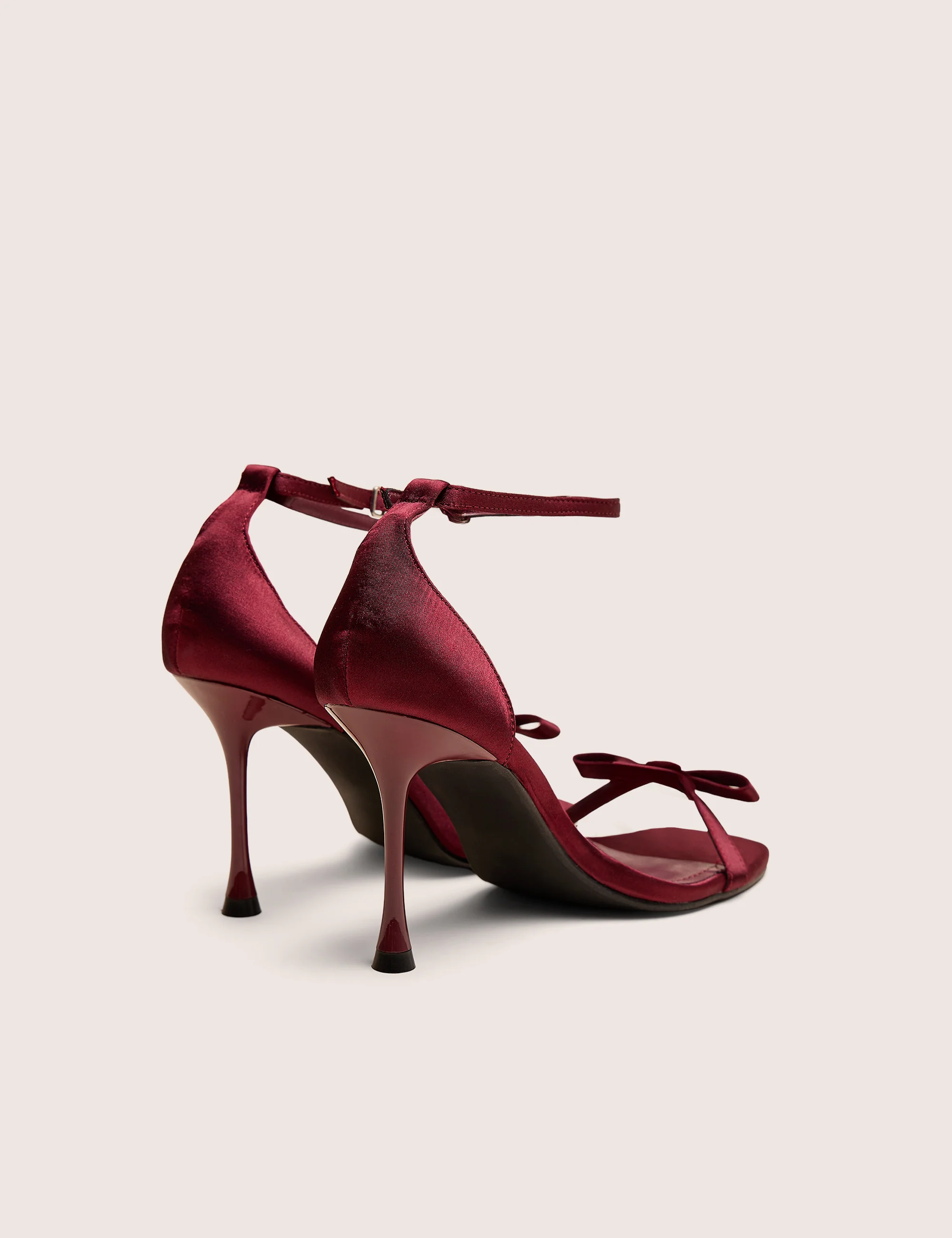 Novie Burgundy Ankle Strap Bow Detail Heels - Image 3