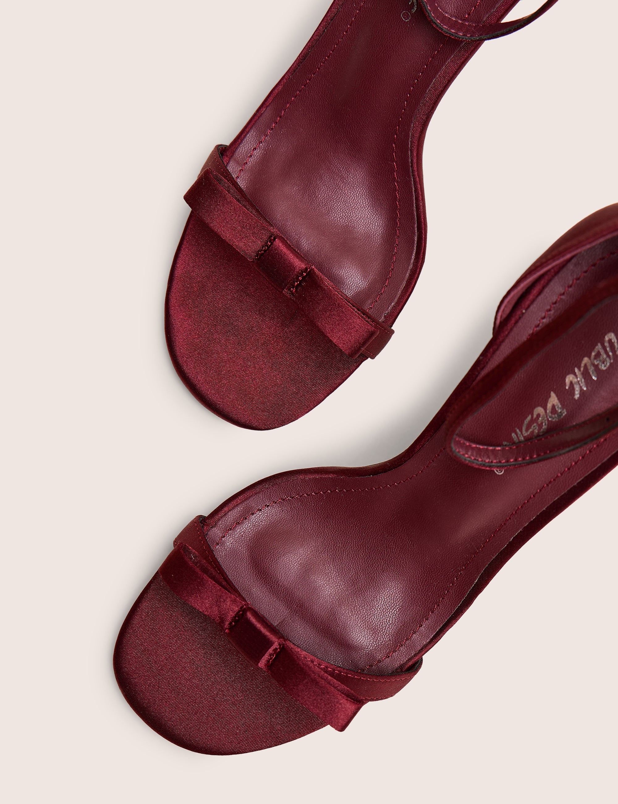 Novie Burgundy Ankle Strap Bow Detail Heels - Image 4
