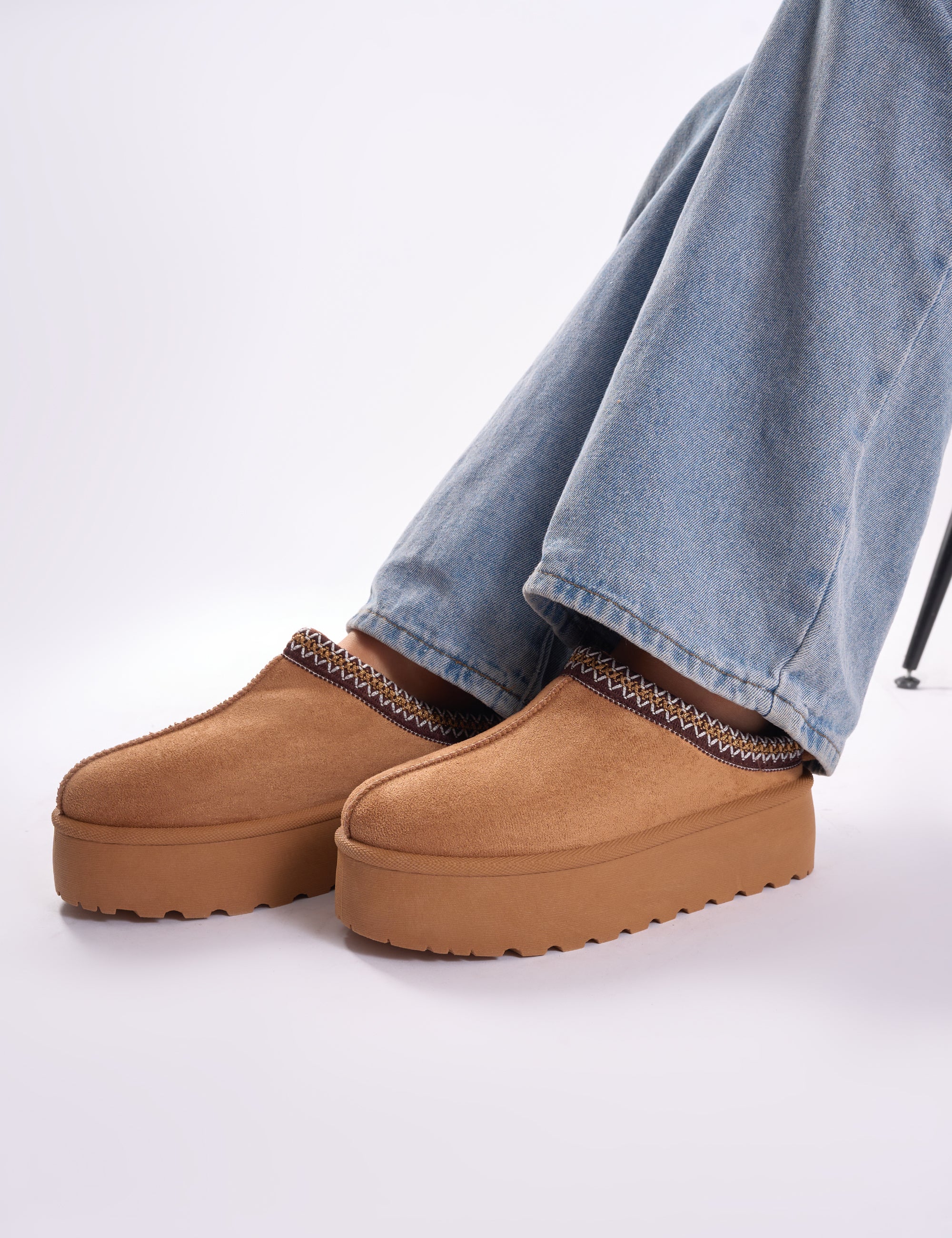 Nutmeg Chestnut Faux Fur Lined Platform Mules - Image 3
