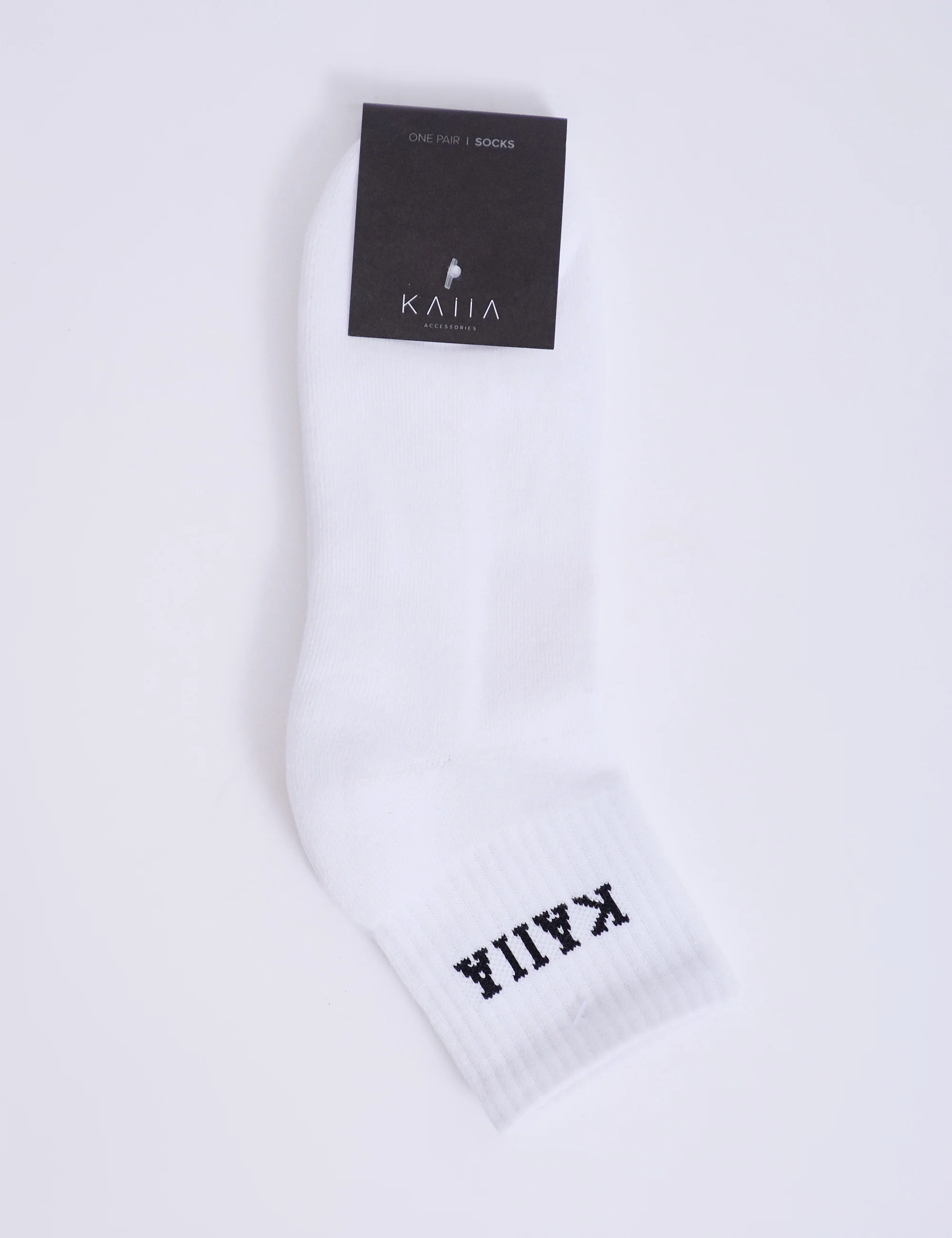 One Pair Kaiia Logo Socks White & Black - Image 2