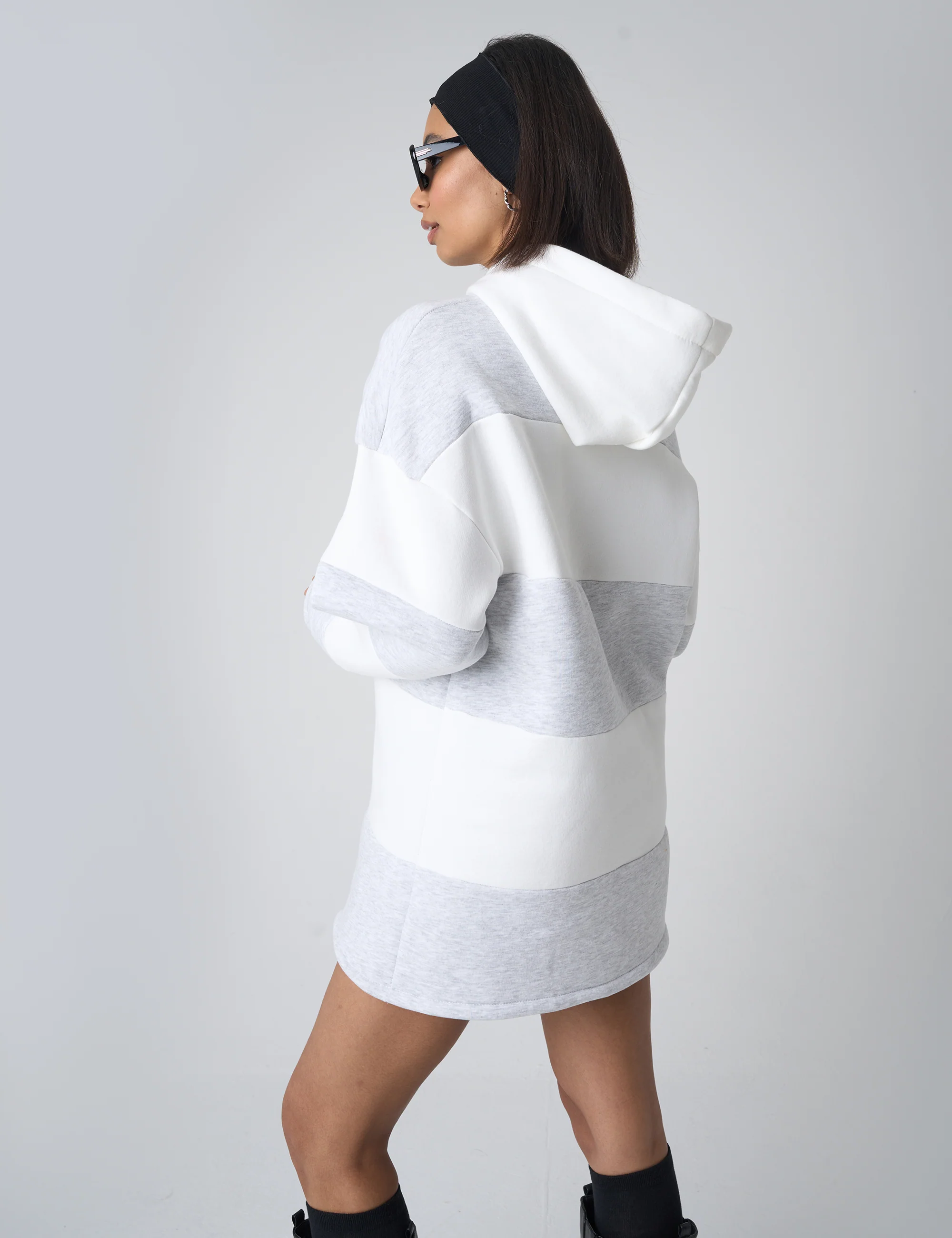 Oversized Striped Hoodie Grey & White - Image 2