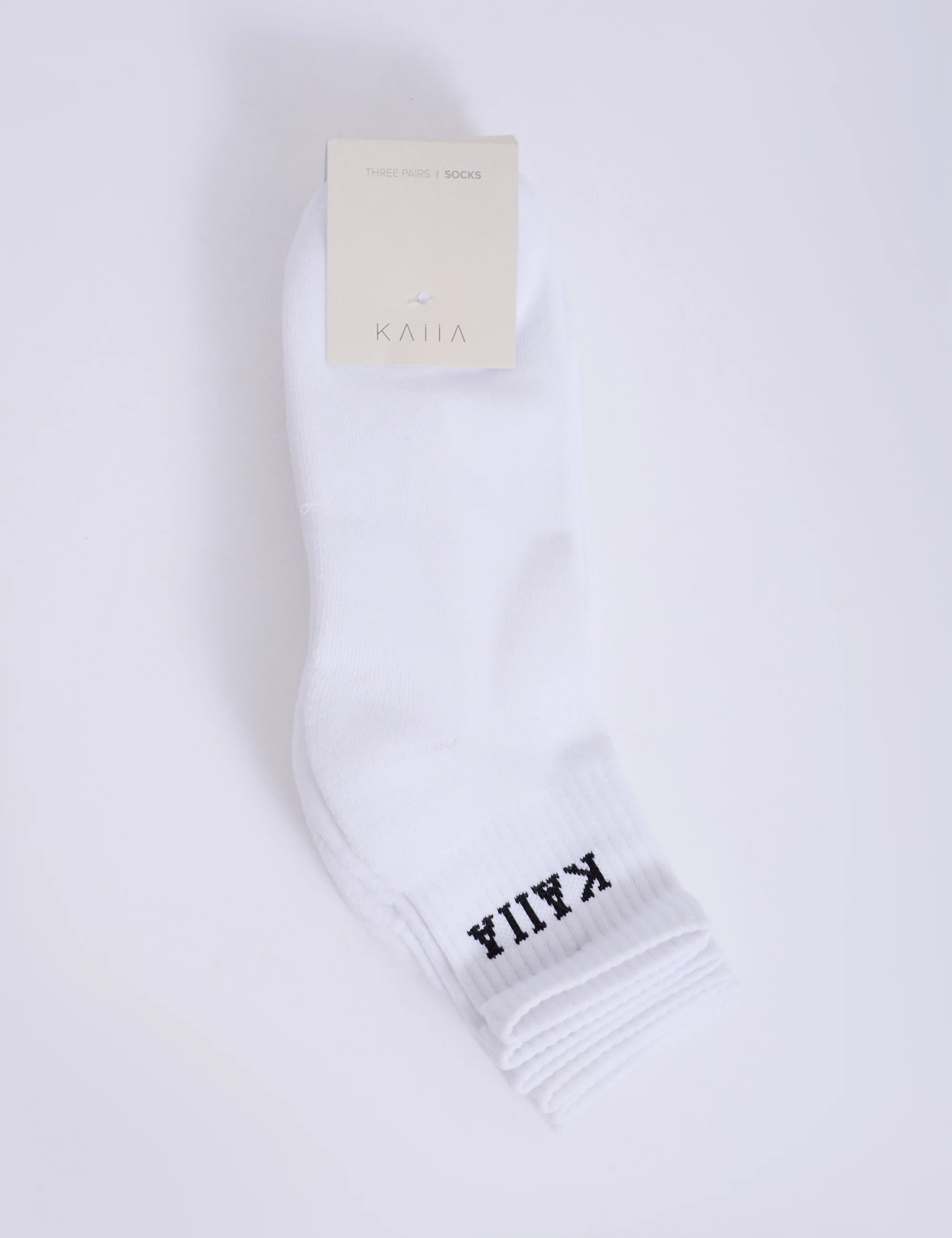 Pack of Three Kaiia Logo Socks White & Black - Image 2