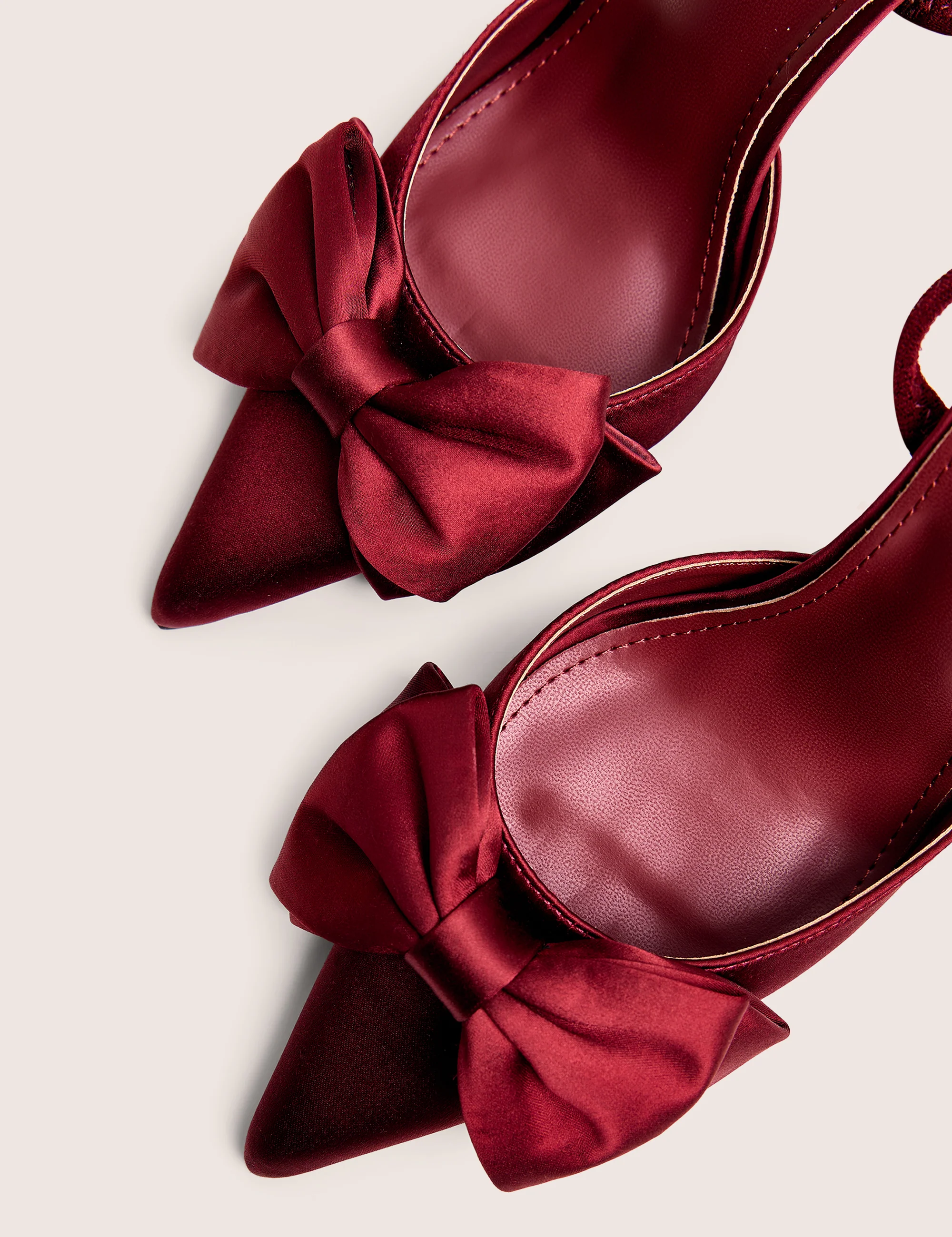 Pepper Burgundy Bow Detail Slingback High Heels - Image 2