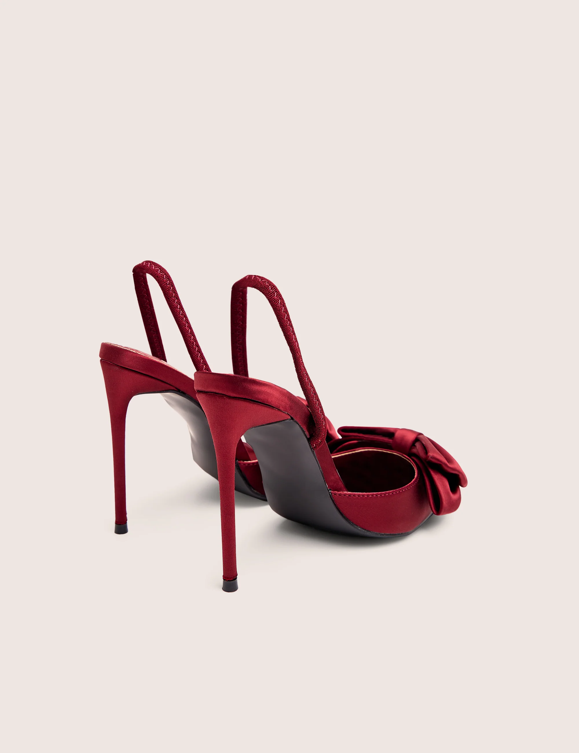 Pepper Burgundy Bow Detail Slingback High Heels - Image 4