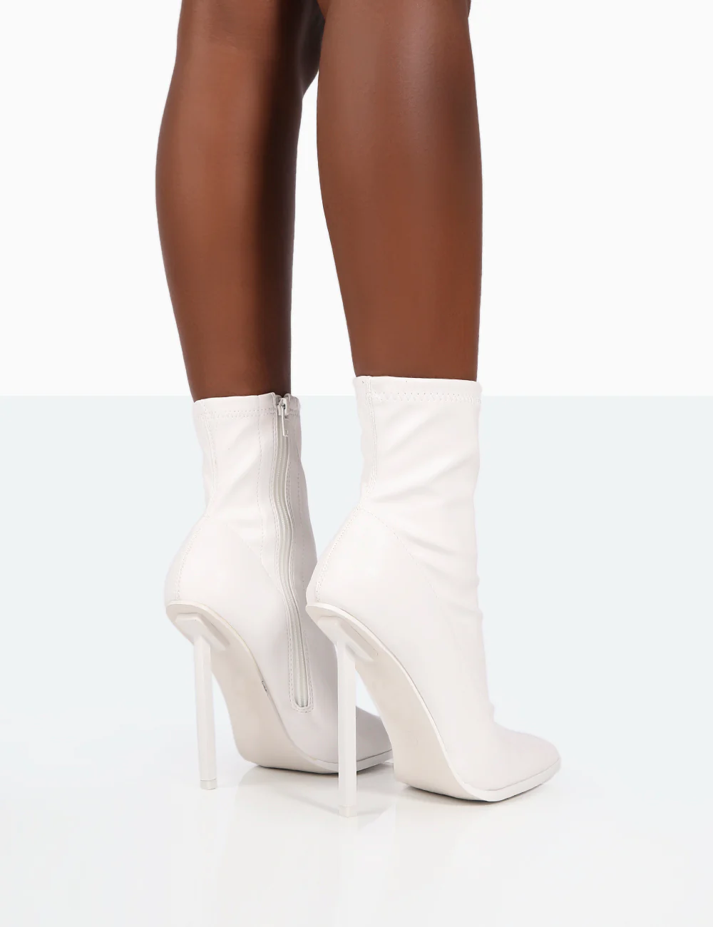Pippa White Sock High Heeled Ankle Boots - Image 4