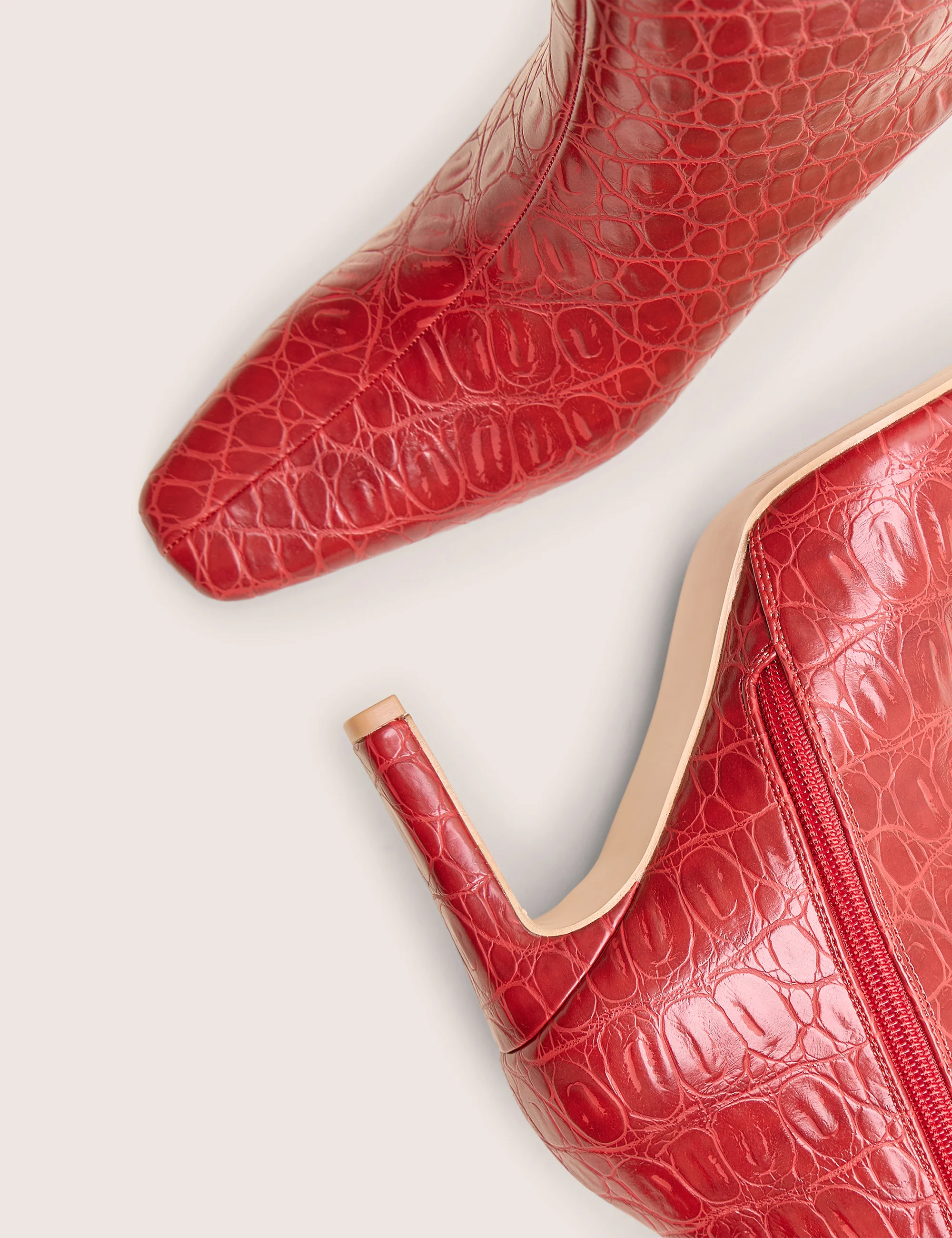 Polaris Red Croc Snipped Toe Ankle Boots - Image 4