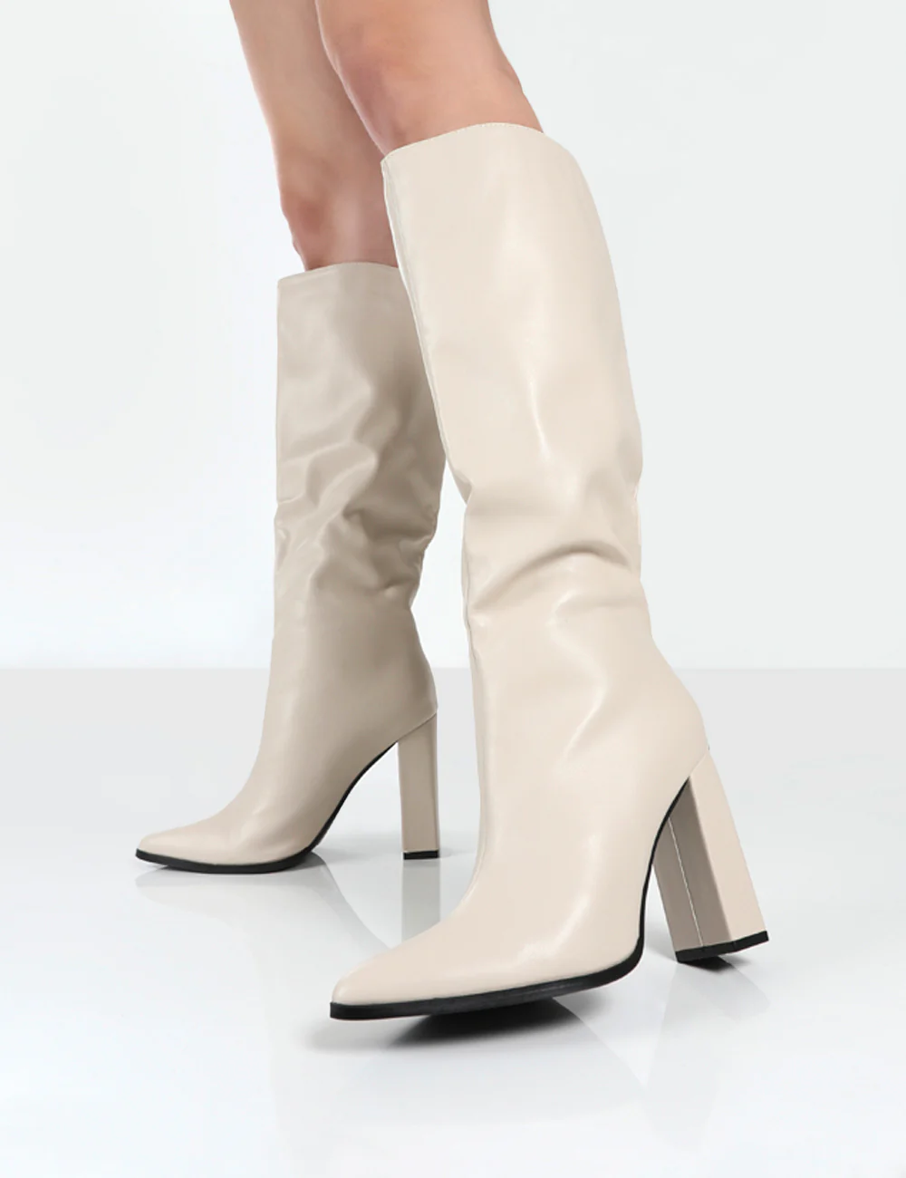 Posie Stone Pu Knee High Block Heel Boots - Image 3