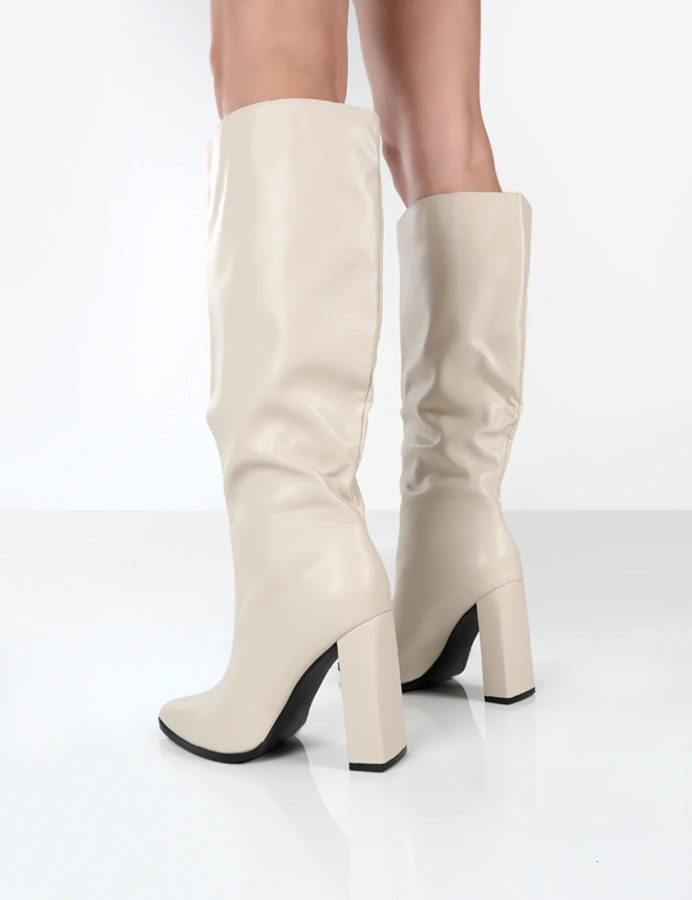 Posie Stone Pu Knee High Block Heel Boots - Image 4