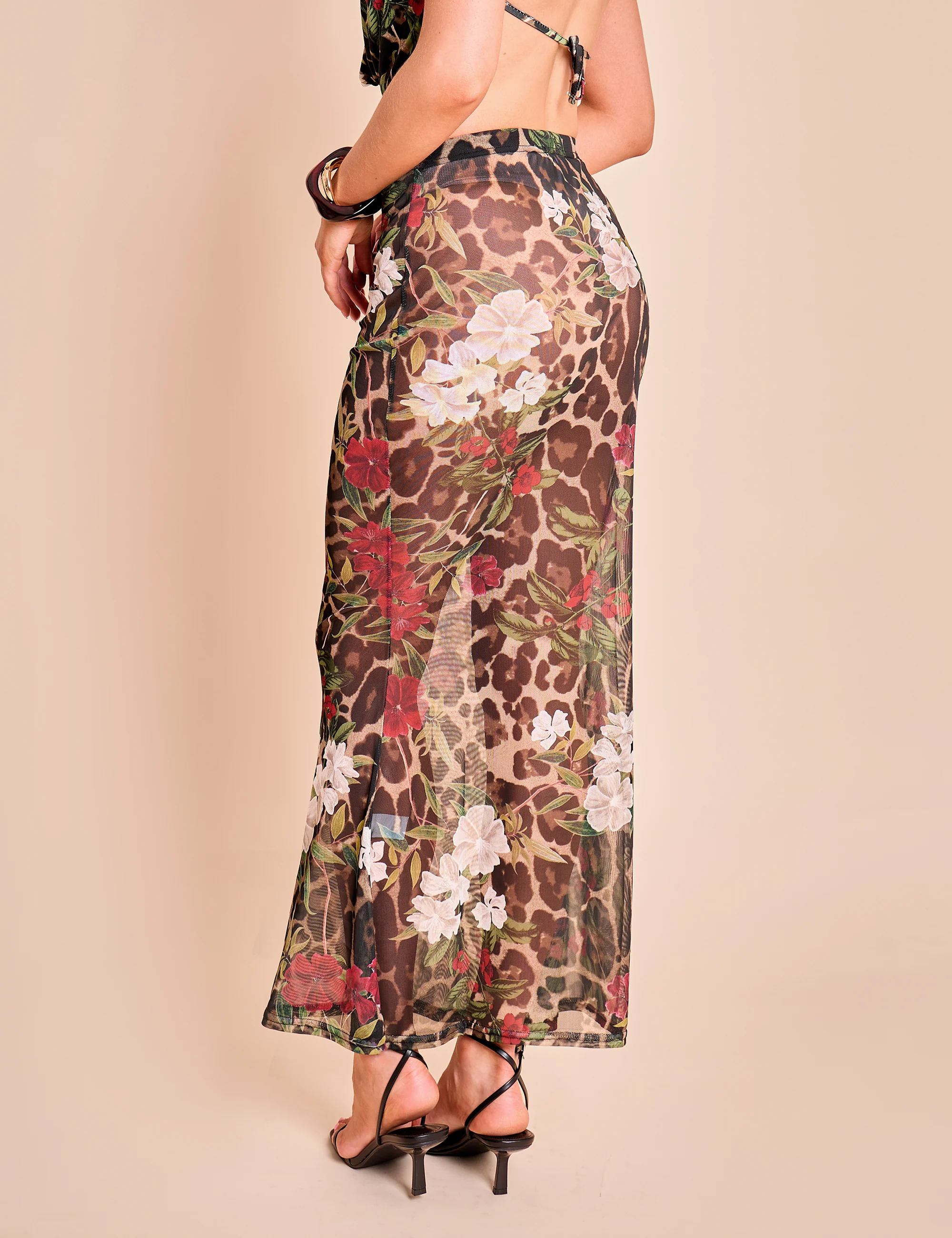 Printed Mesh Maxi Skirt Multi - Image 3