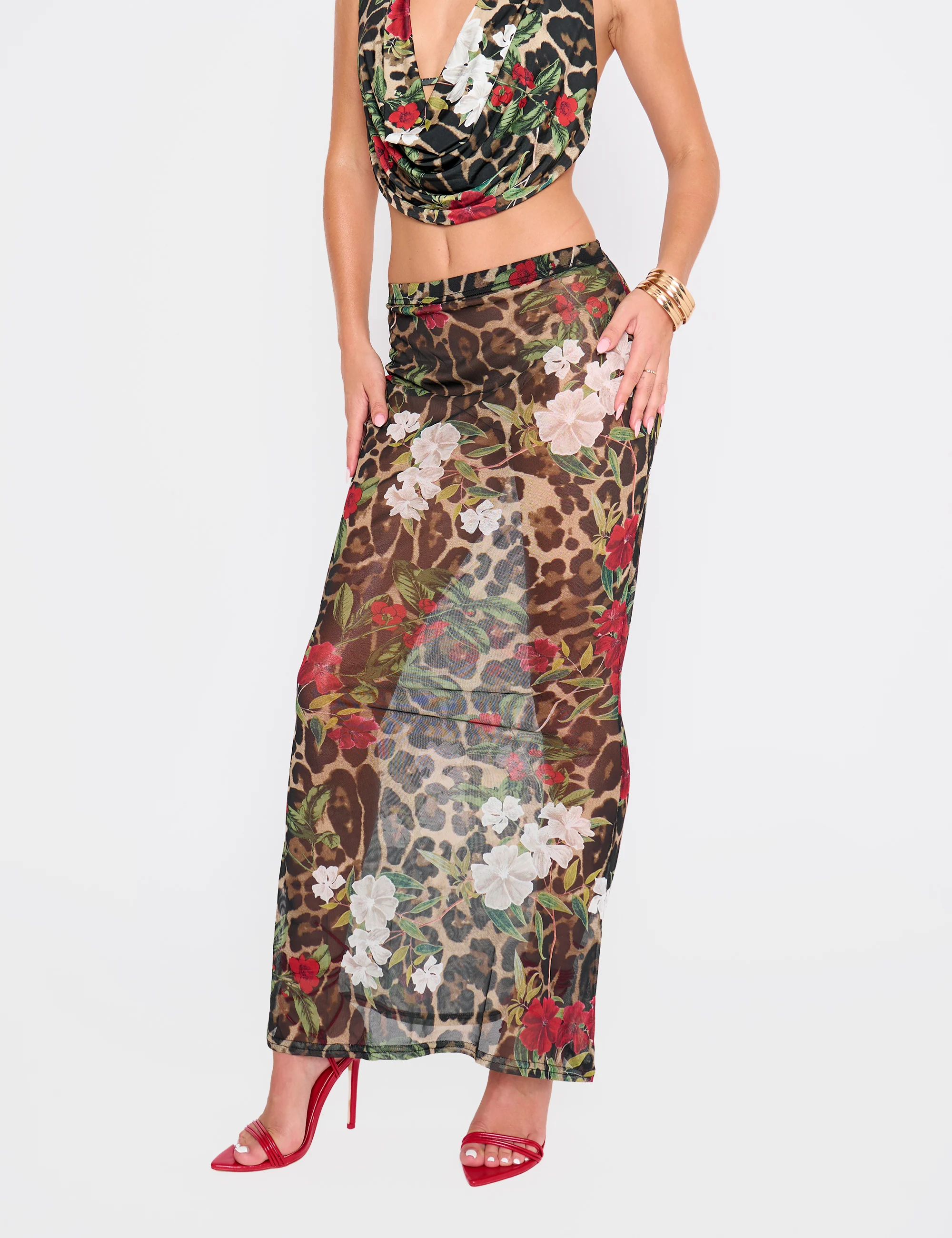 Printed Mesh Maxi Skirt Multi - Image 6